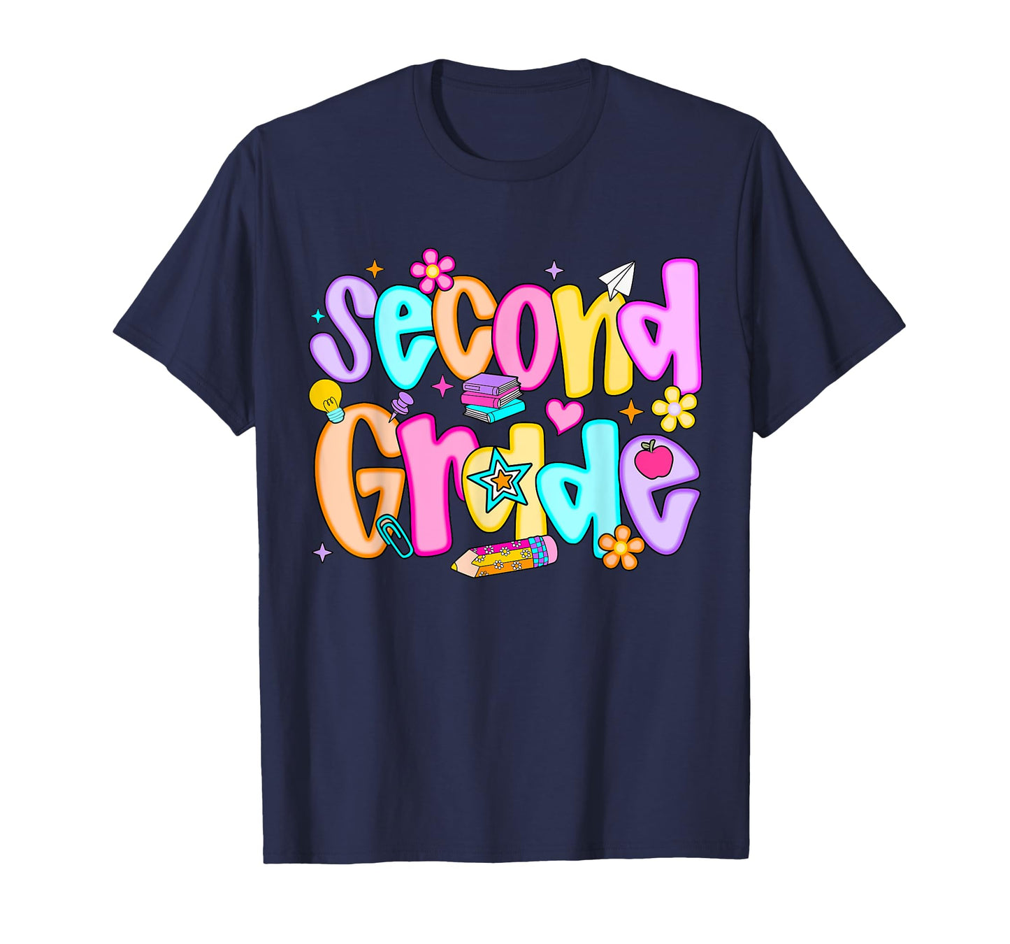 Preppy Second Grade Back To School 2nd Grade Teachers Girls T-Shirt