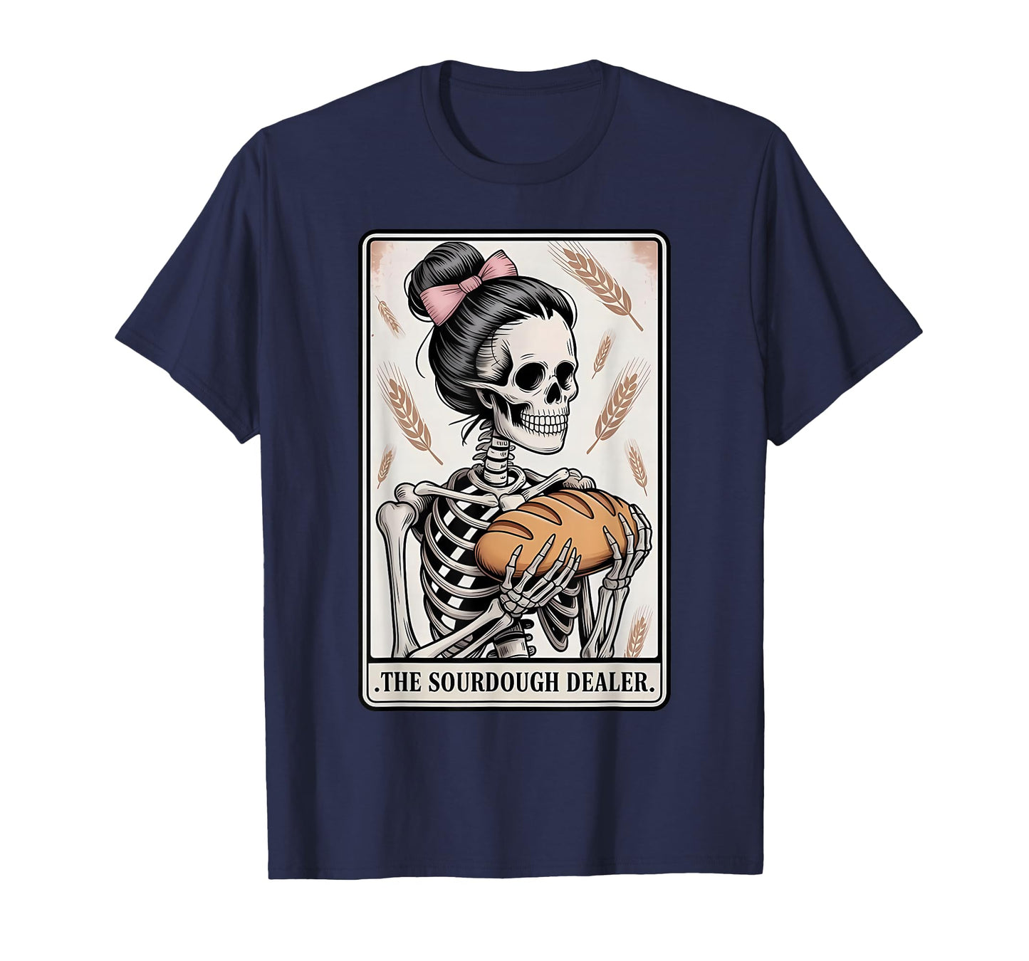 Sourdough Dealer Tarot Card Skeleton Homemaker Baking Bow T-Shirt