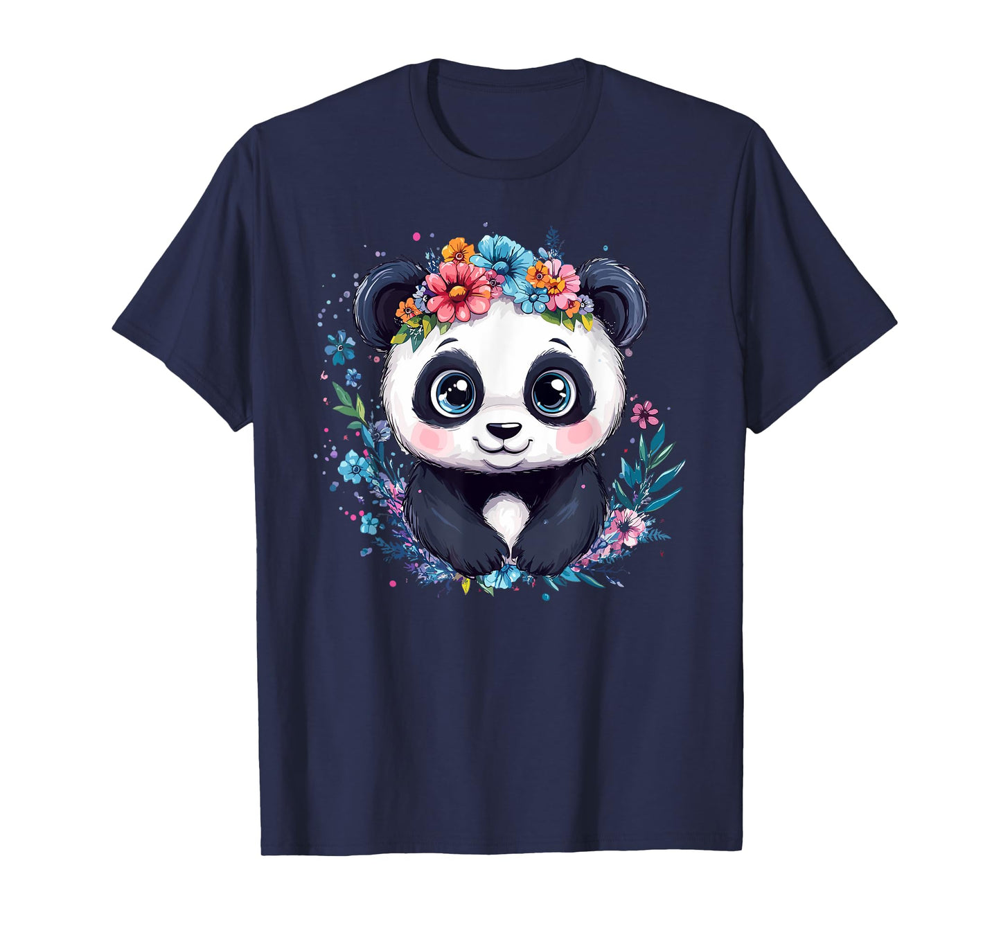 Panda With Floral Crown And Flowers T-Shirt