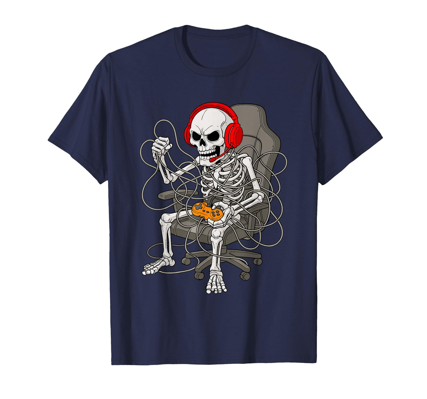 Halloween Skeleton Gamer Video Gaming Funny Skeleton Gaming T-Shirt