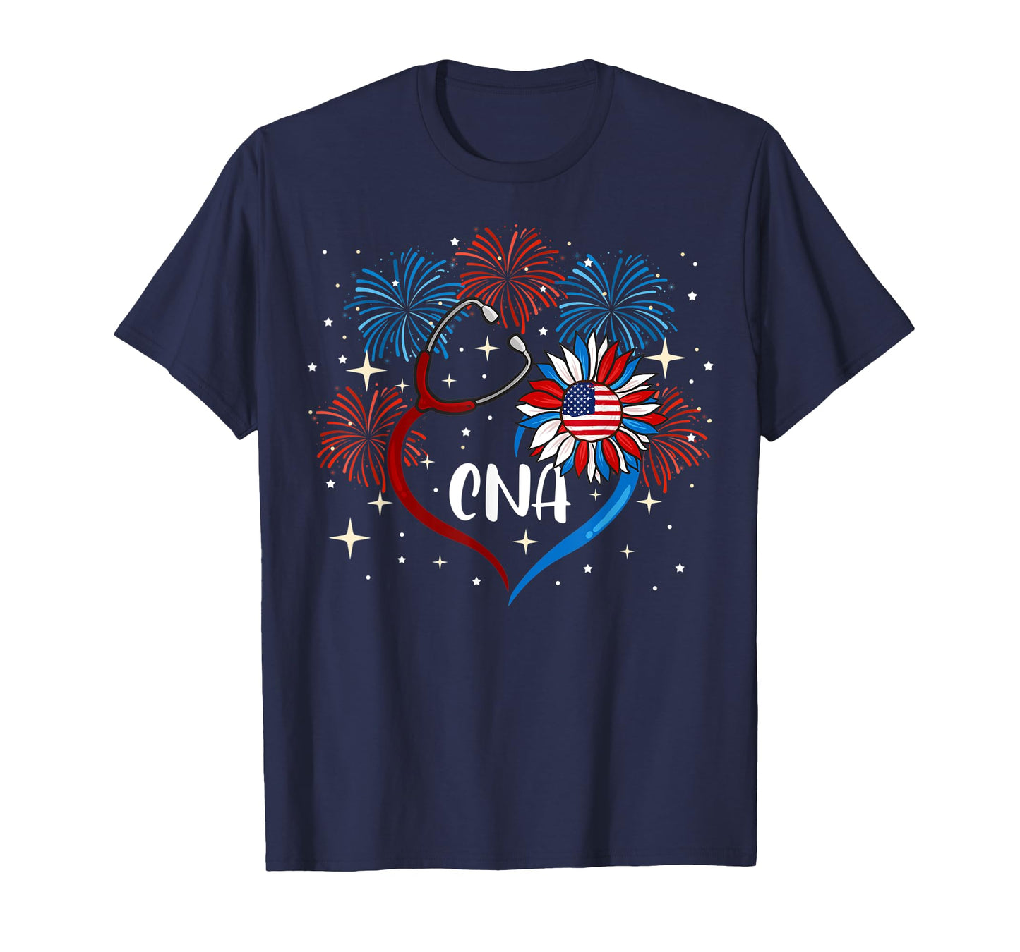 All American CNA Life American Flag Sunflower 4th Of July T-Shirt for Women Kids Men