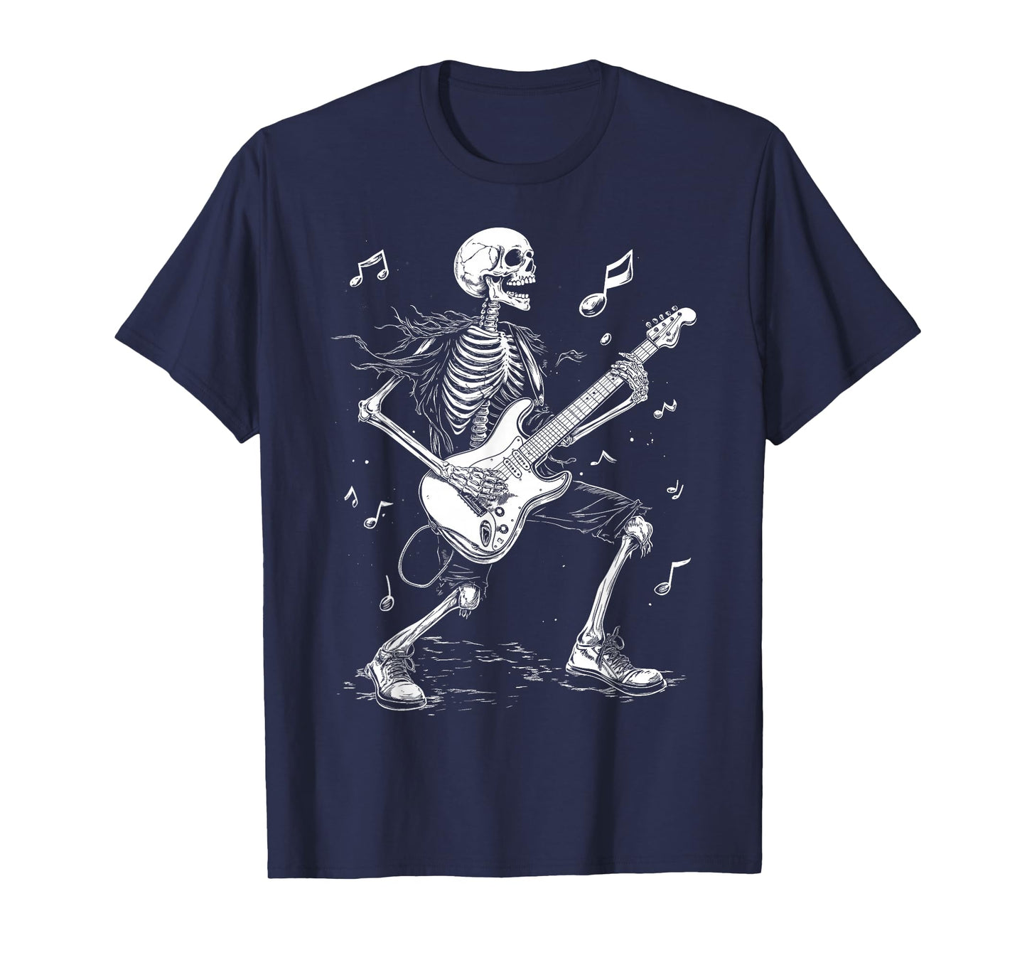 Skeleton Electric Guitar Player Music Rock Band T-Shirt