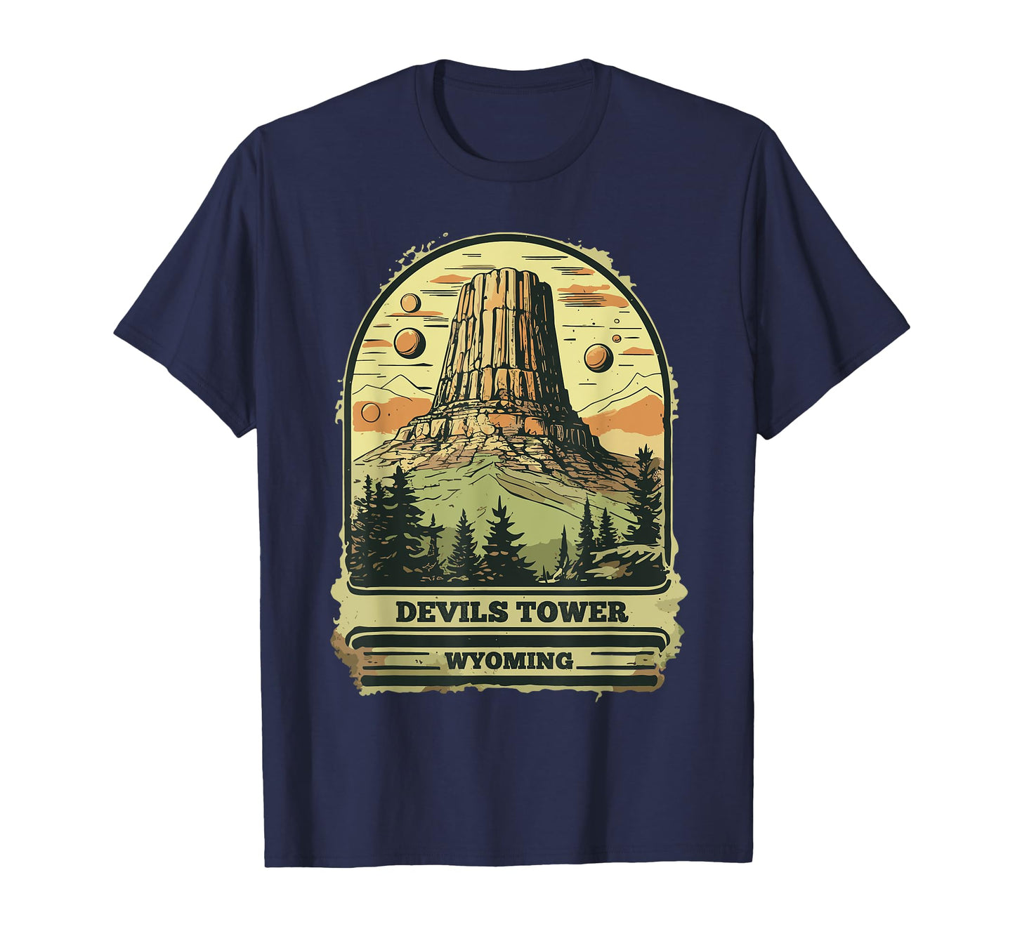 Devils Tower National Monument Wyoming Vintage Retro Travel T-Shirt