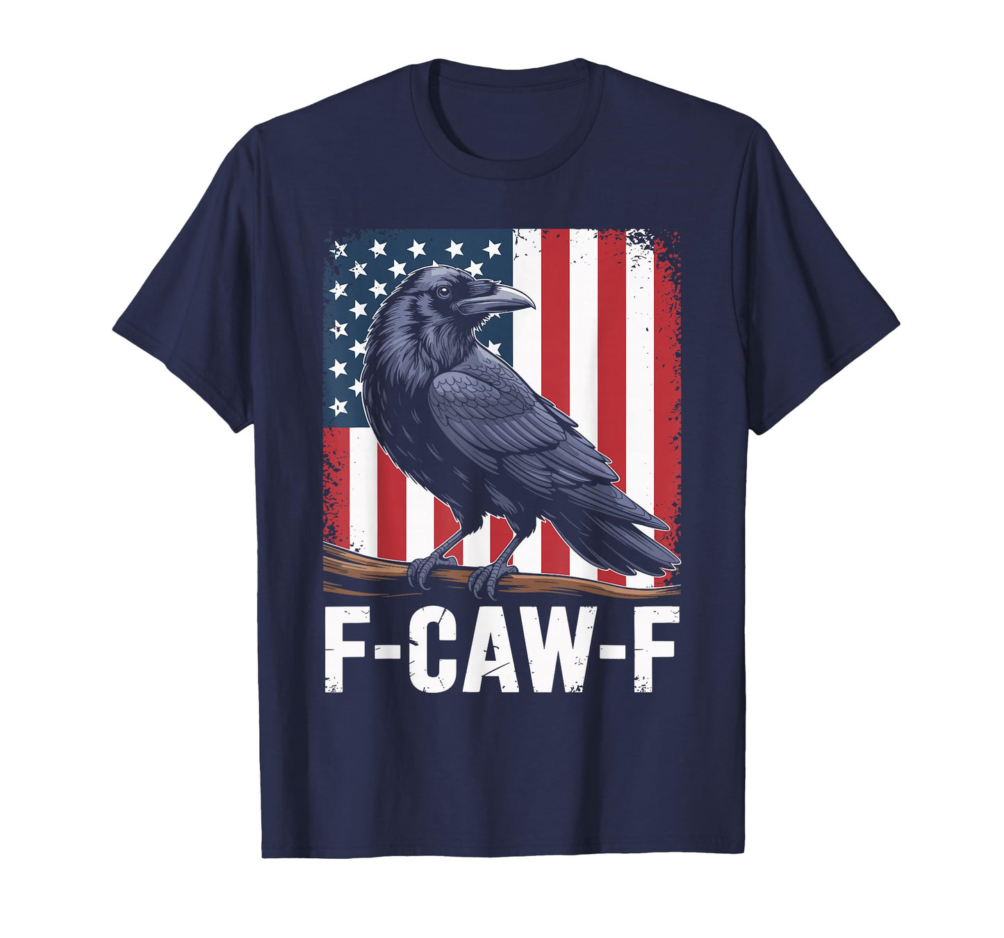 F Caw F Black Crow Black Bird Retro USA Flag Vintage T-Shirt