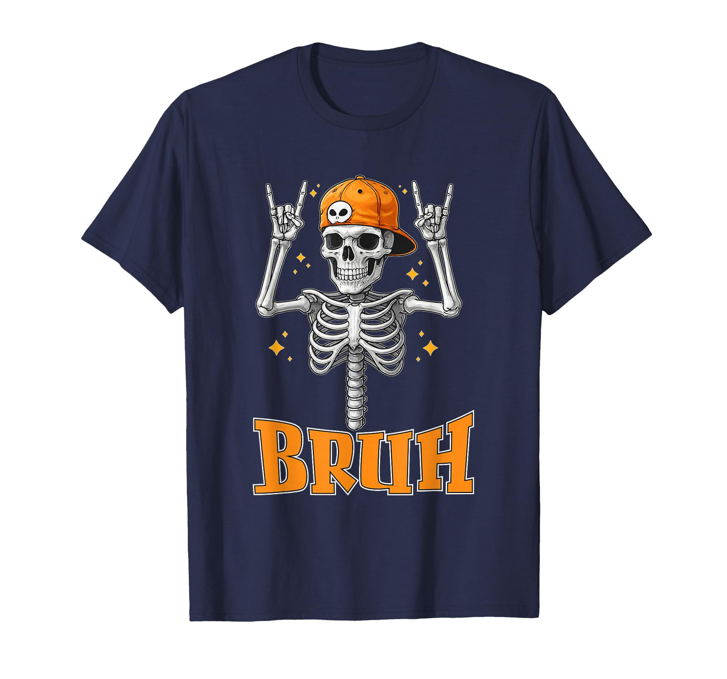 Cool Bruh Skeleton Rock On Halloween Men Boys Kids T-Shirt