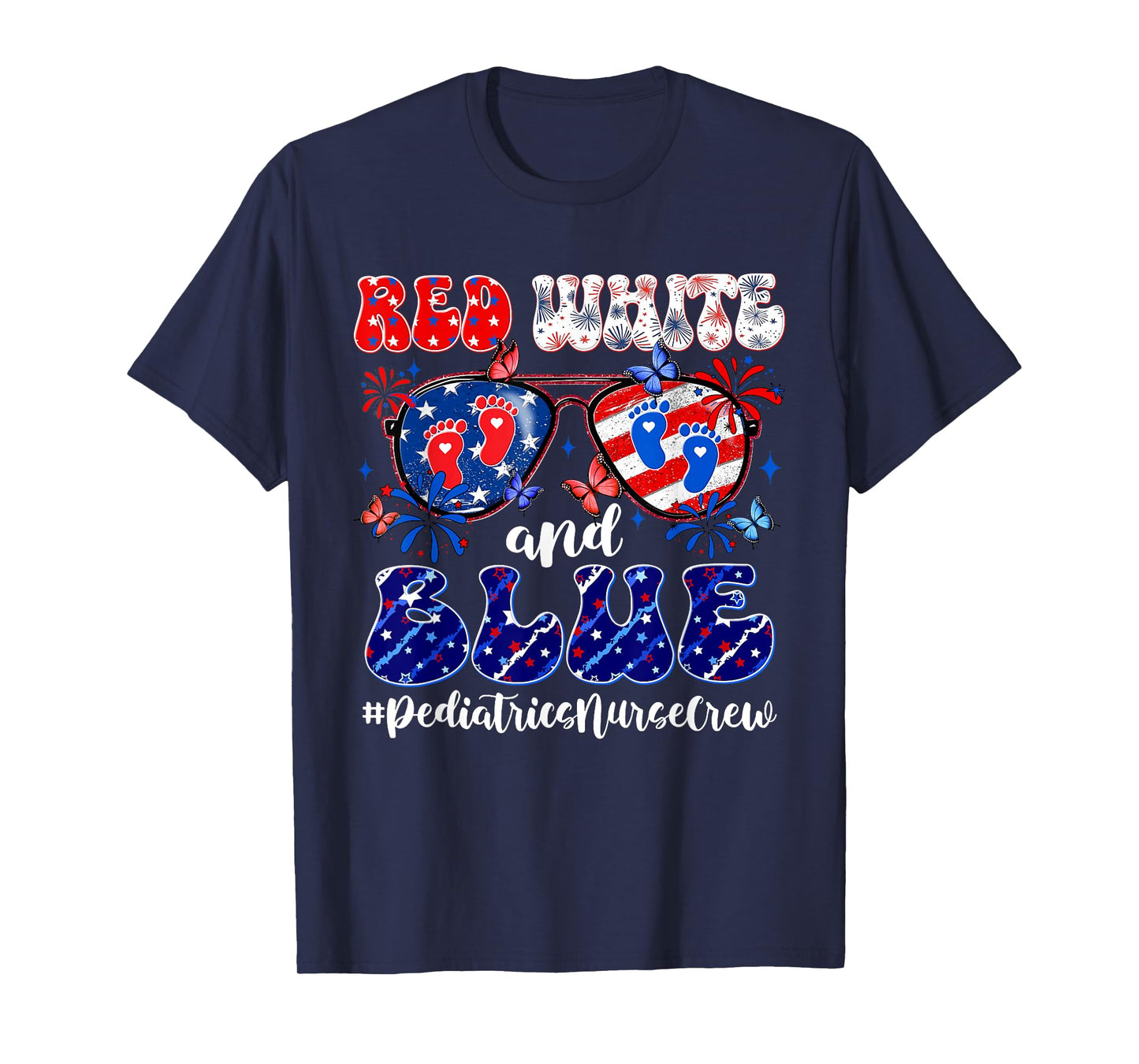 Red White & Blue Pediatrics Crew Pediatric Nurse 4th Of July Women Men T-Shirt