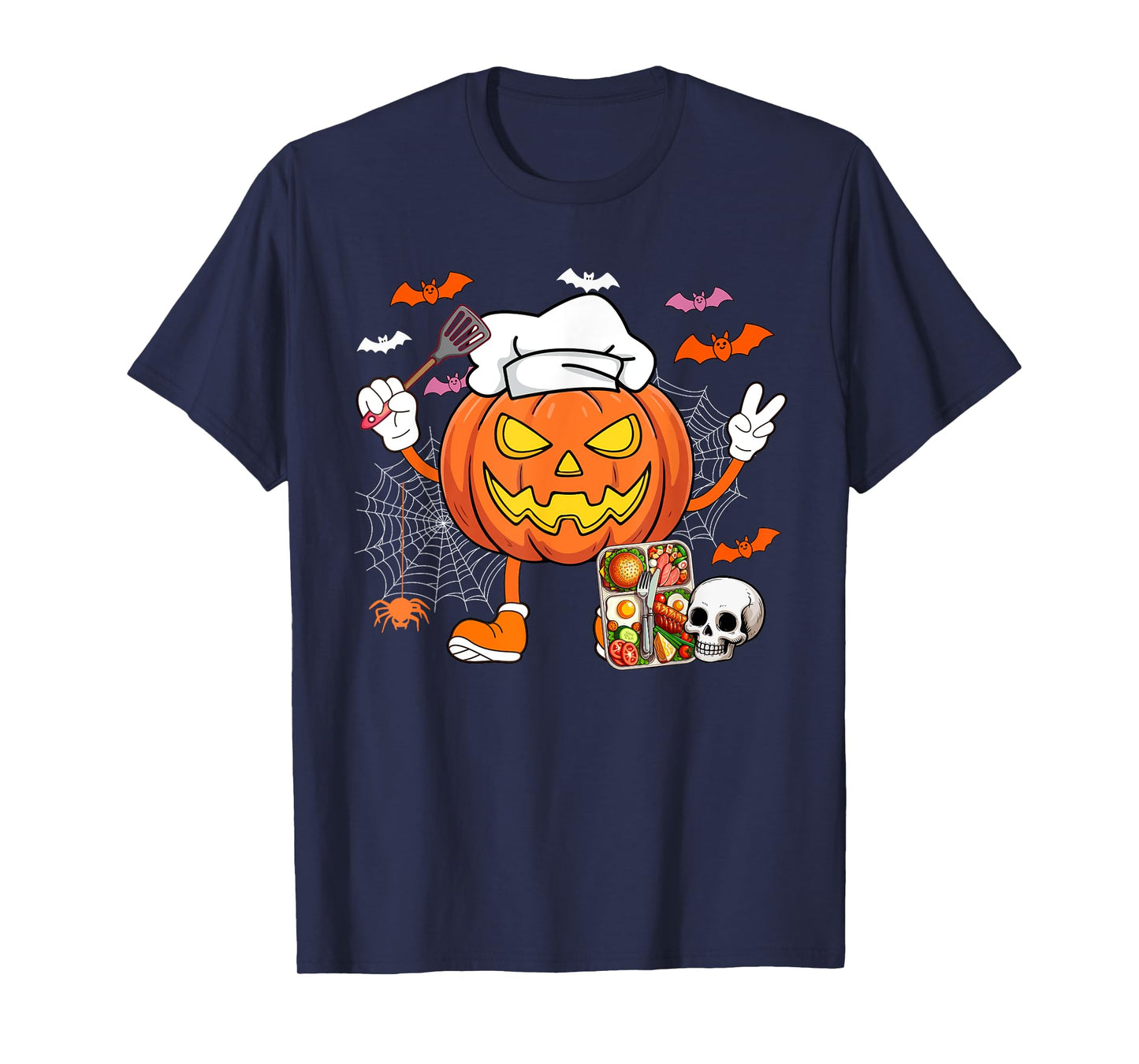 Lunch Lady Job Horror Carved Pumpkin Halloween Costume Team T-Shirt