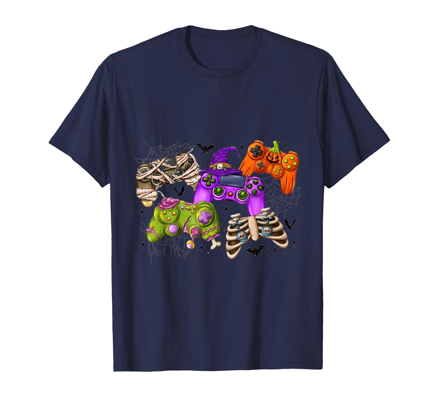 Spooky Skeleton & Zombie Gaming Controllers Halloween T-Shirt