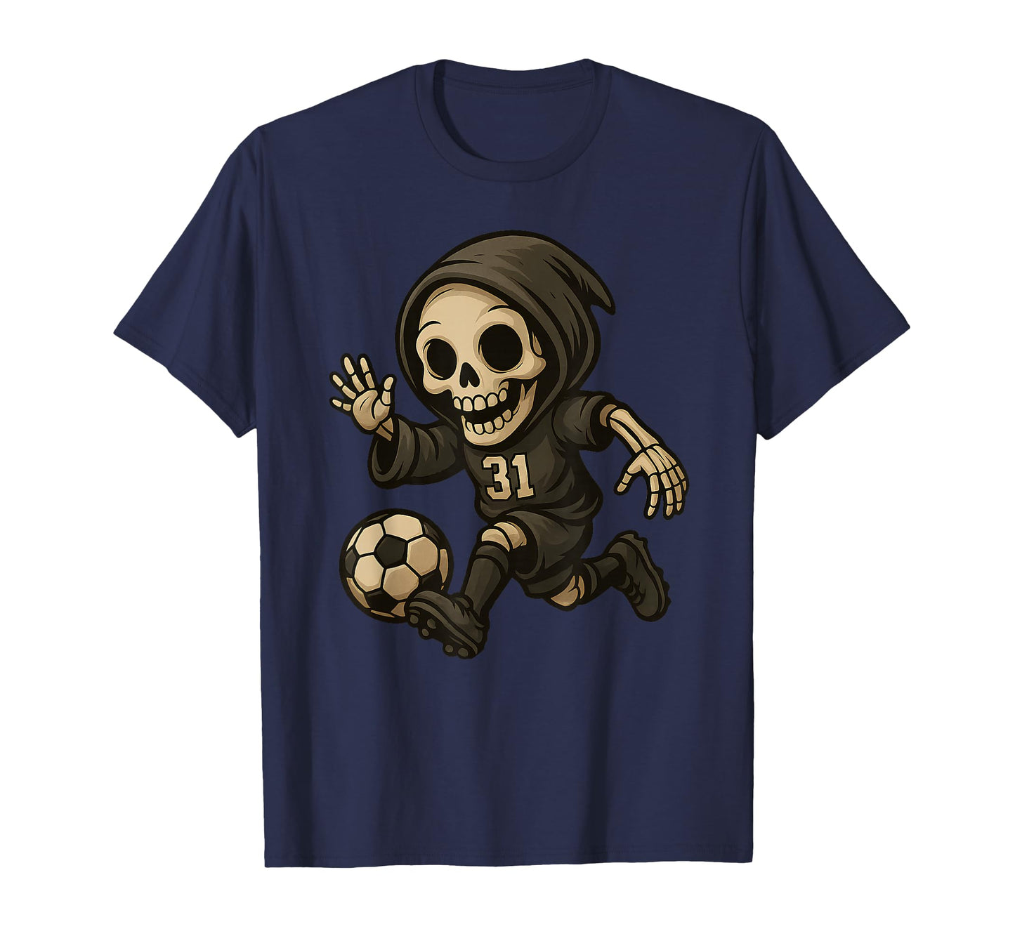 Halloween Skeleton Reaper Soccer Player Spooky Sports Design T-Shirt