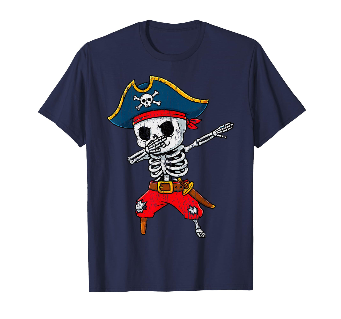 Dabbing Skeleton Pirate Boys Funny Halloween T-Shirt