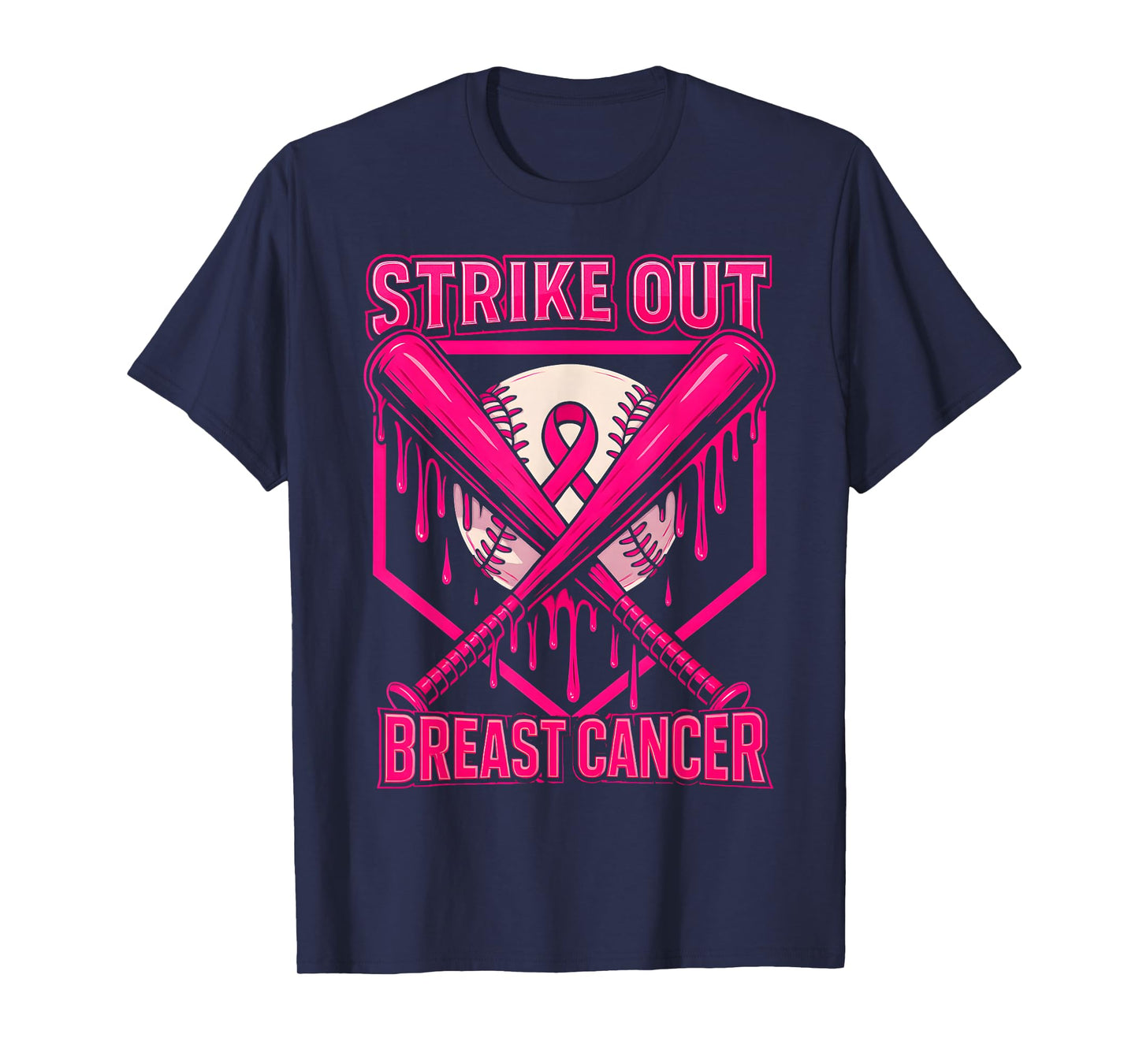 Strike Out Breast Cancer Baseball Ice Cream Drip T-Shirt