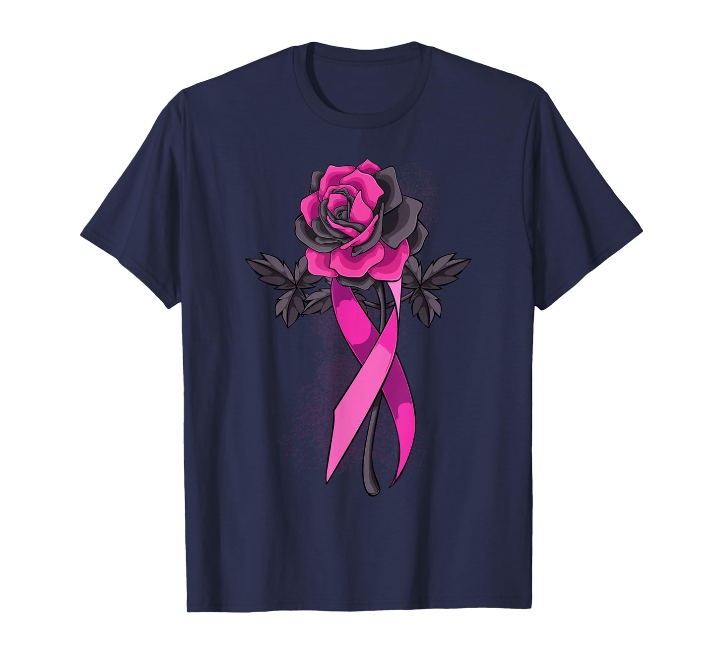 Pink Ribbon Rose Breast Cancer Awareness Survivor Warrior T-Shirt