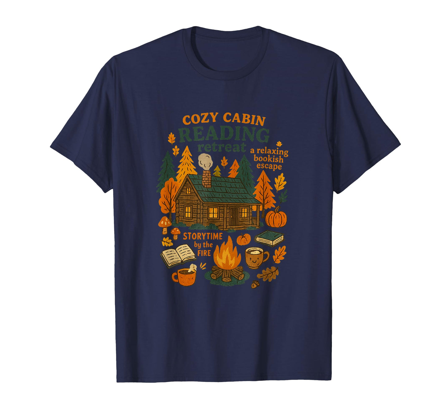 Cozy Cabins Reading Retreat Fall Book Lover Graphic T-Shirt