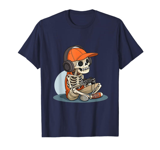Cool Skeleton Gaming Headset Gamer Halloween T-Shirt
