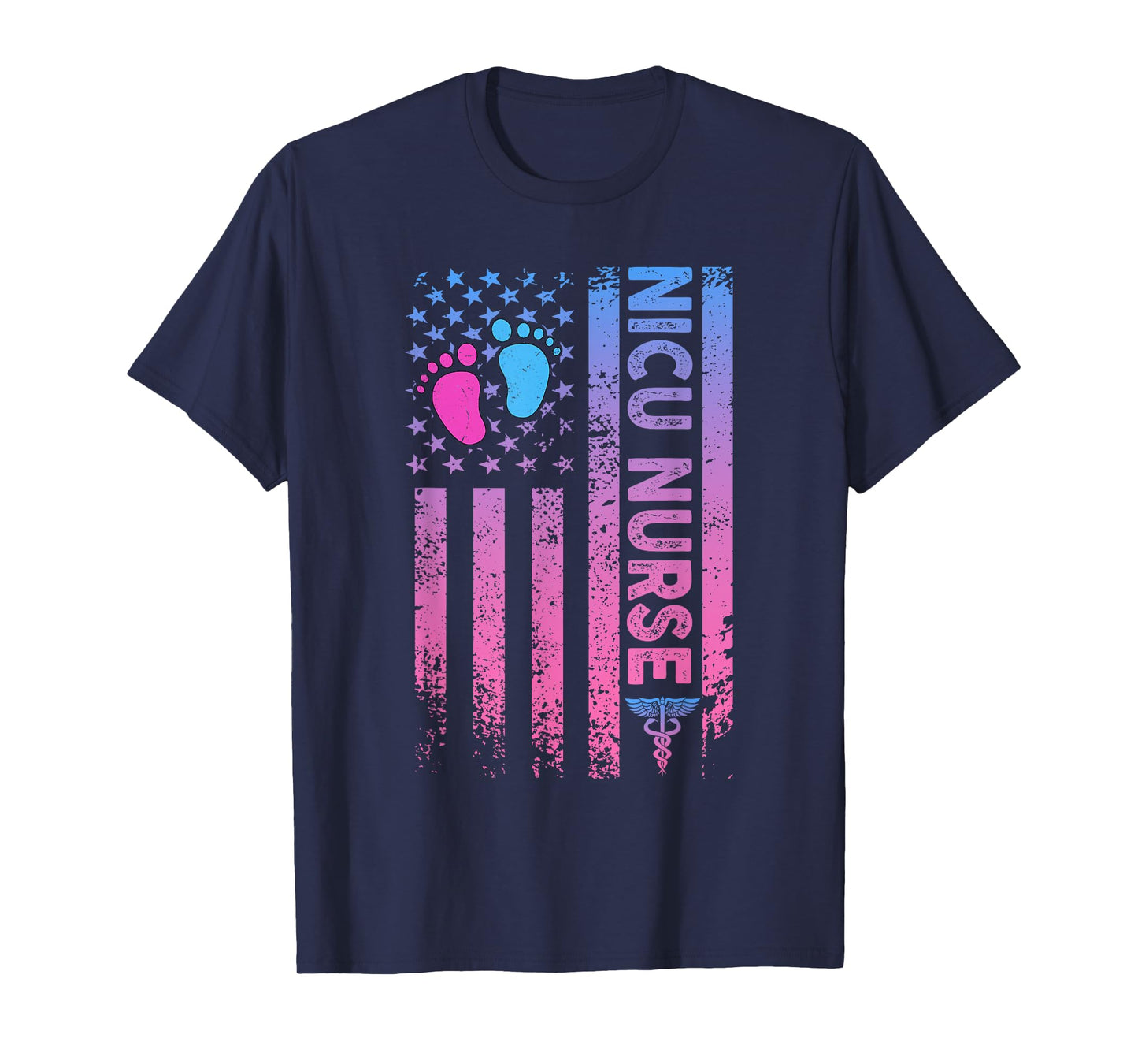 American Flag Neonatal Nursing Student Patriotic Nicu Nurse Women Men T-Shirt