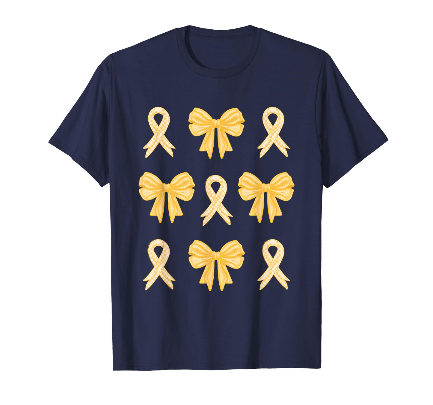 Childhood Cancer Awareness Yellow Ribbons Bow for Girls Boys T-Shirt