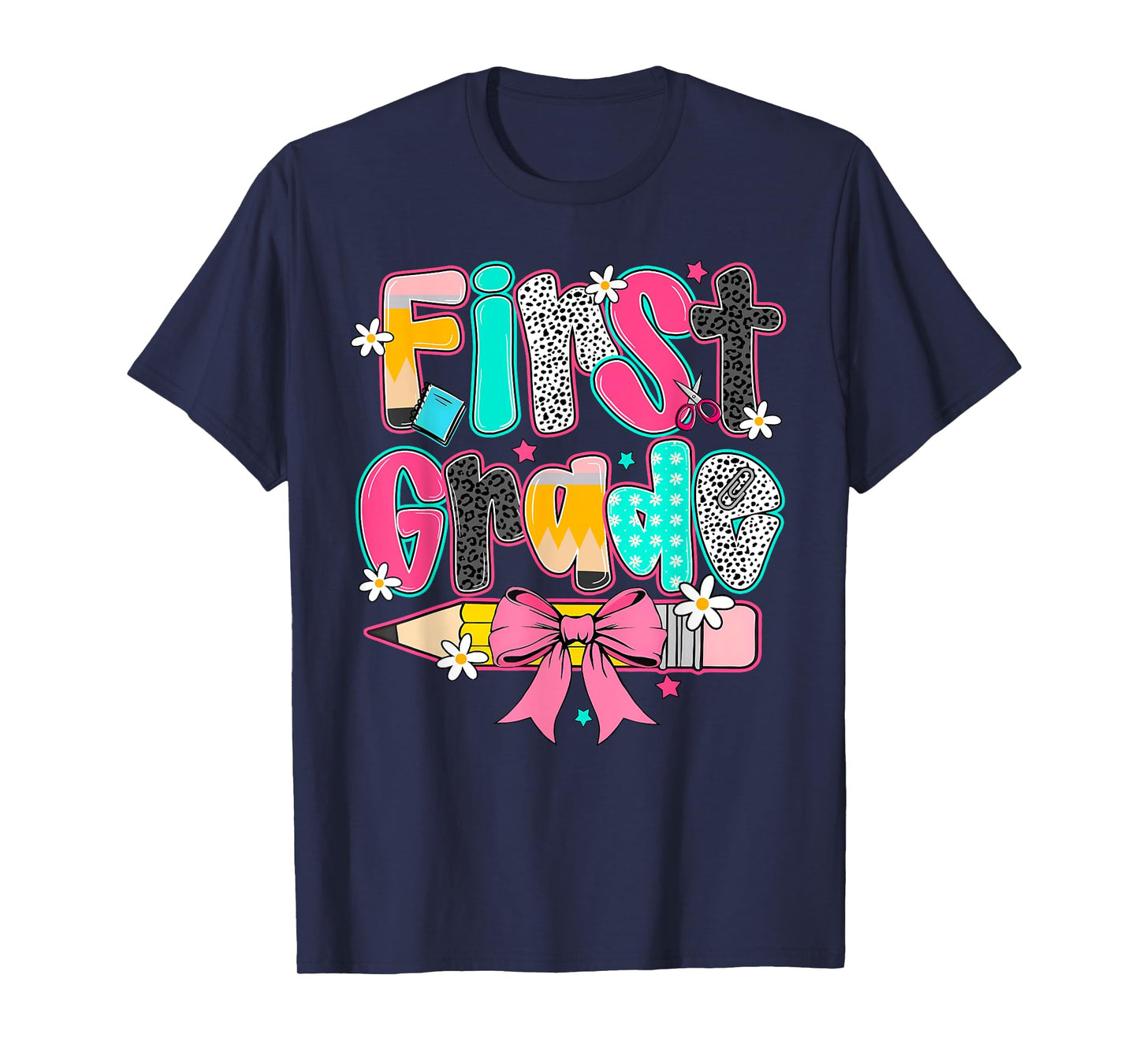 First Grade Coquette Bow Pencil First Day Back To School T-Shirt
