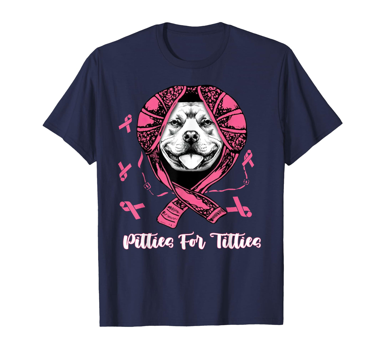 Pitties For Titties Funny Pitbull Breast Cancer Awareness T-Shirt