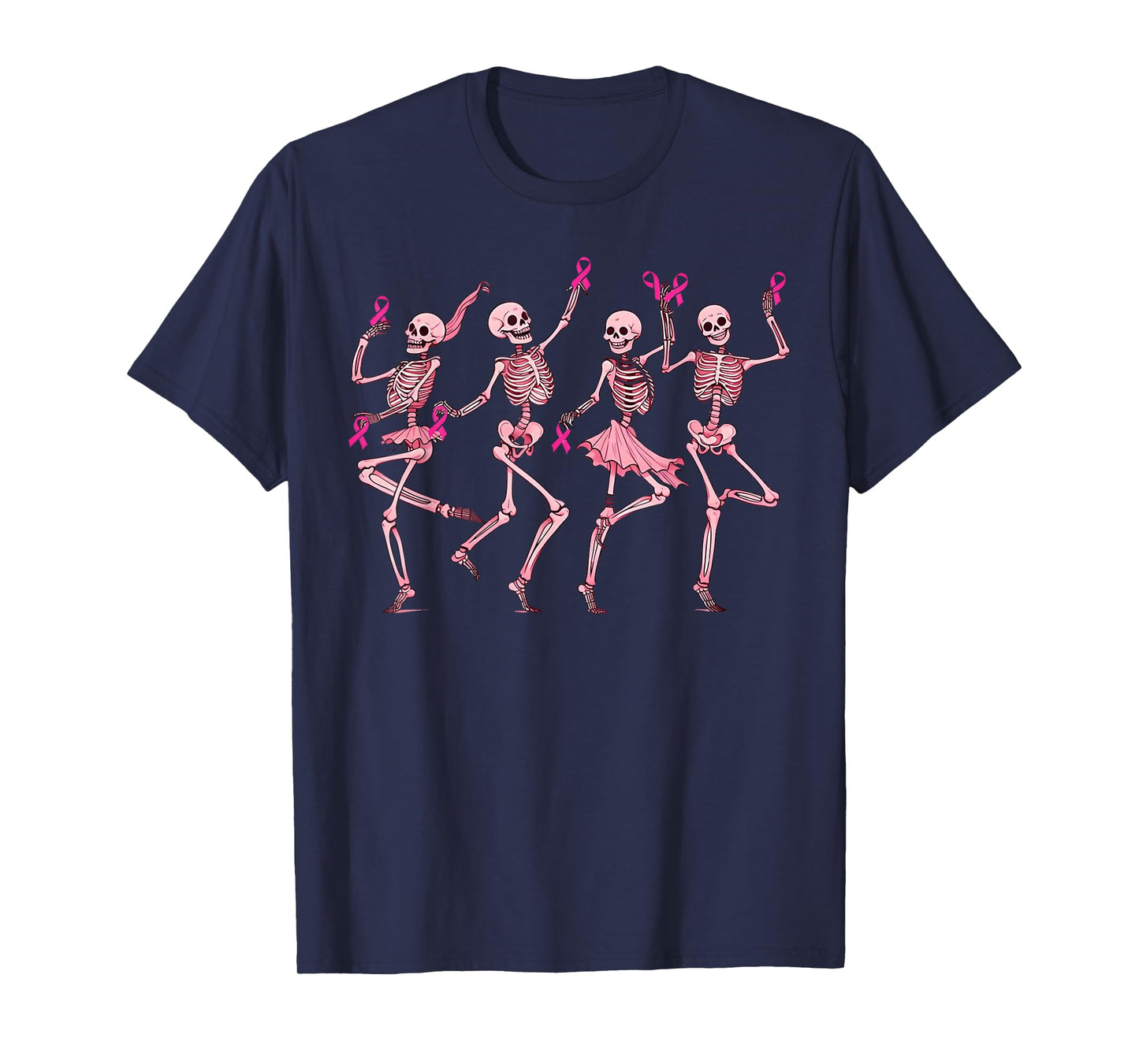 Skeletons Dancing Ribbon Breast Cancer Awareness T-Shirt