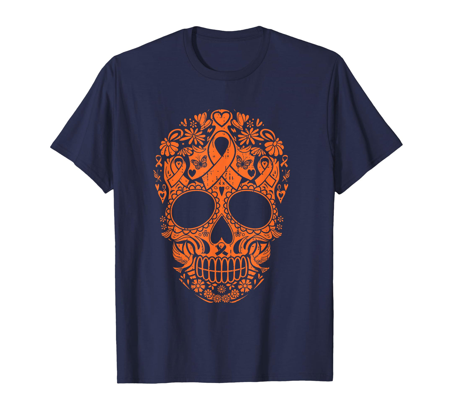 Skull Multiple Sclerosis Awareness MS Awareness Orange T-Shirt