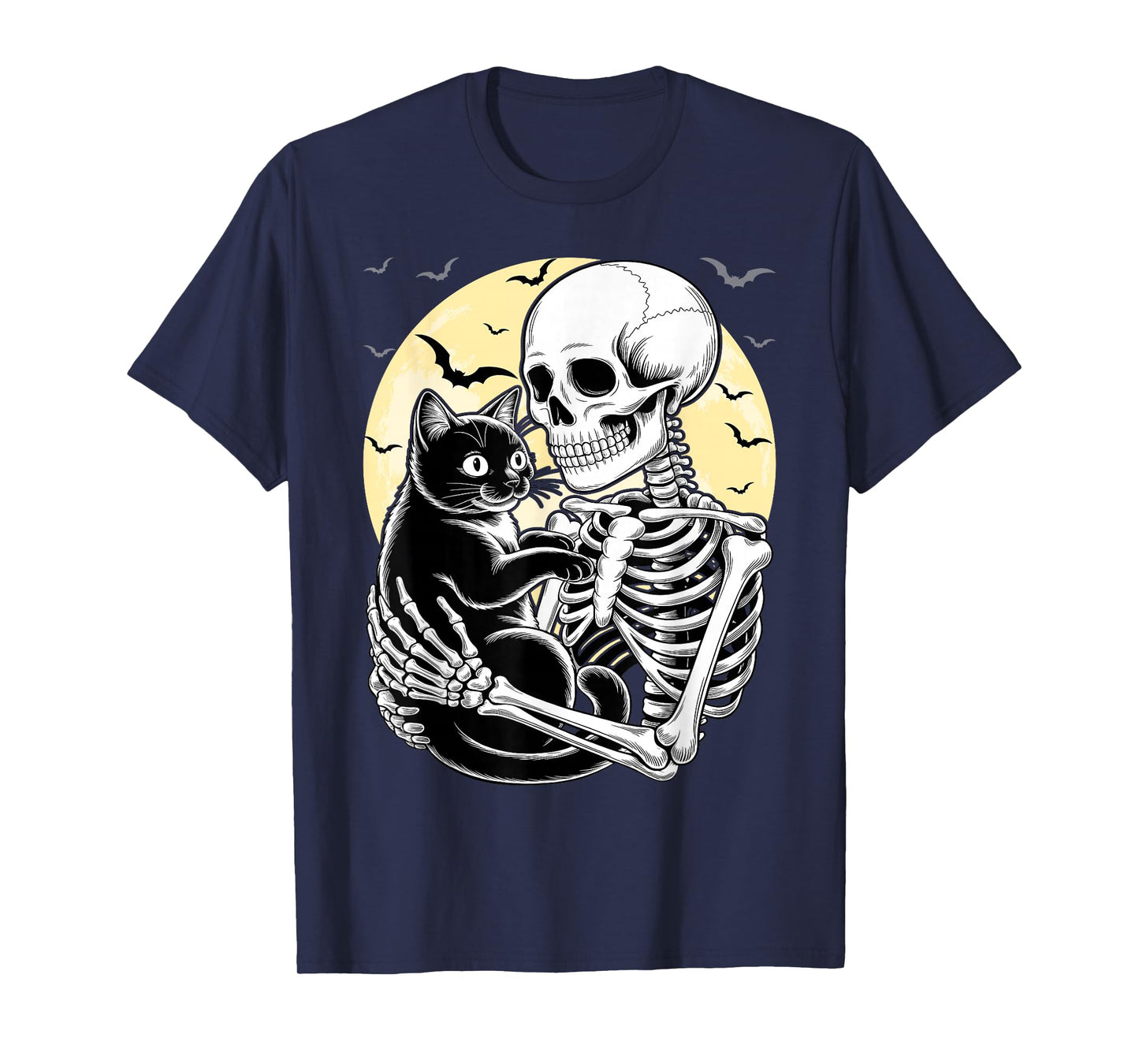 Skeleton Holding A Cat Funny Halloween Men Women Girl T-Shirt