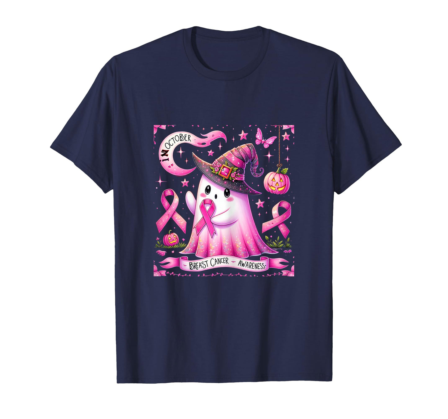 Pink Ghost for Breast Cancer Awareness in October T-Shirt