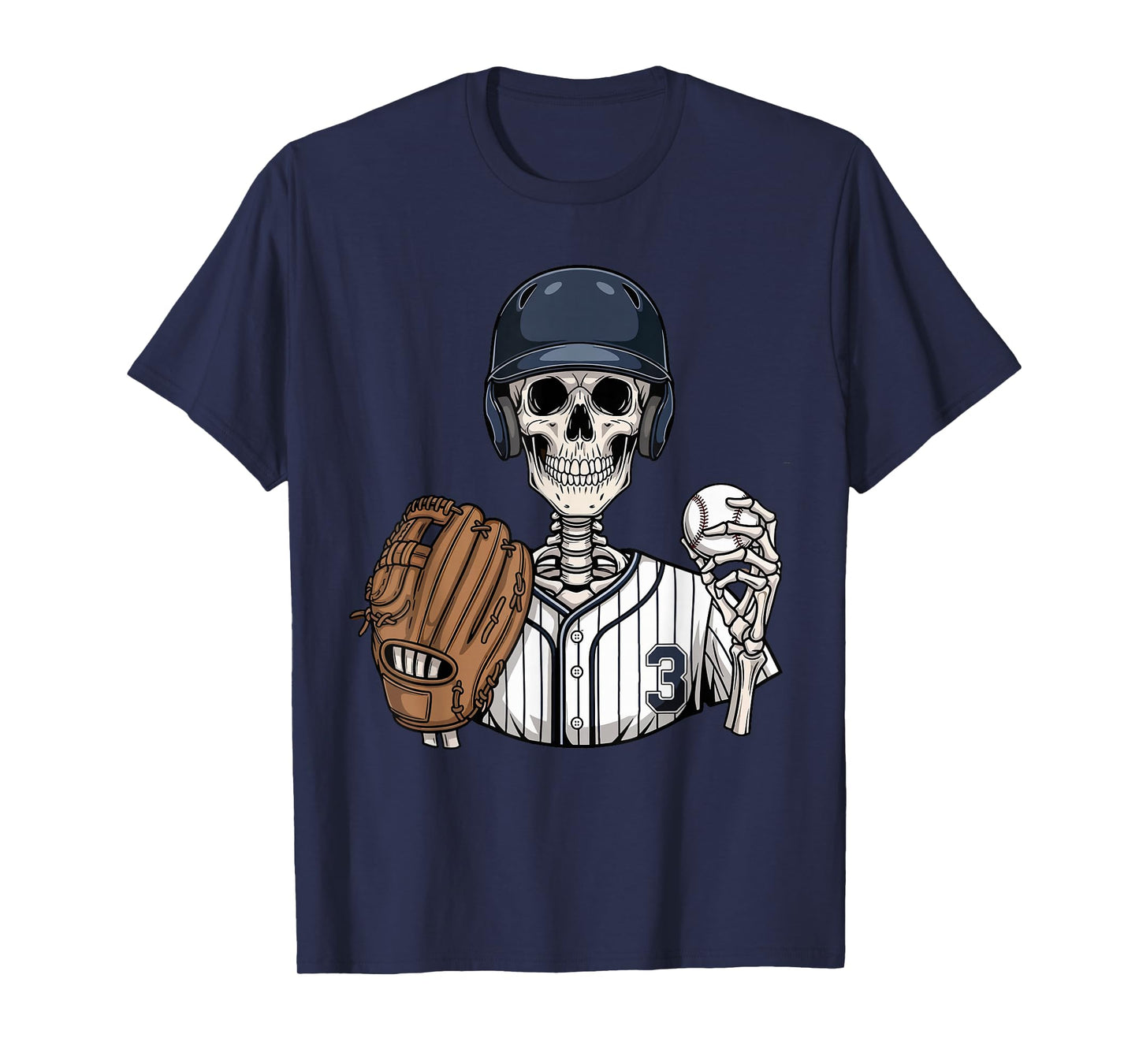 Retro Funny Skeleton Baseball Gameday Team Sports Boys Men T-Shirt