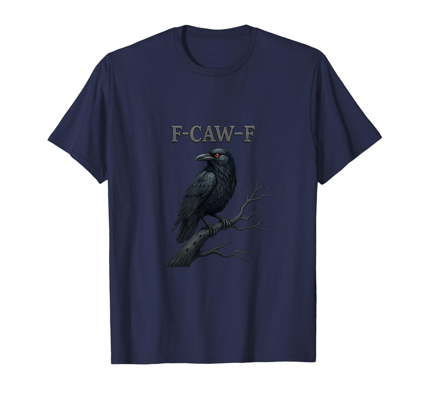 F-Caw-F Black Crow Funny Moon Gothic Bird Graphic Tee T-Shirt