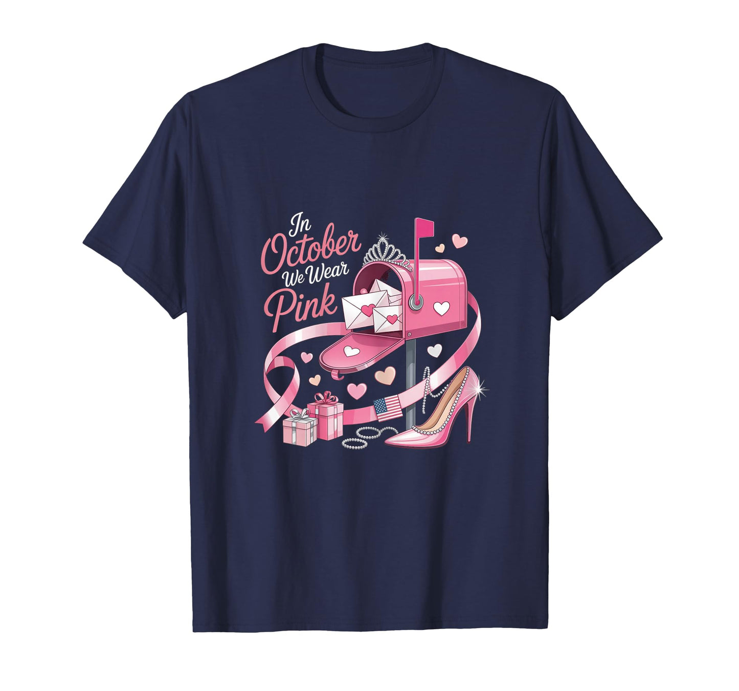 Postal Worker Clerk Breast Cancer Awareness Pink Ribbon T-Shirt