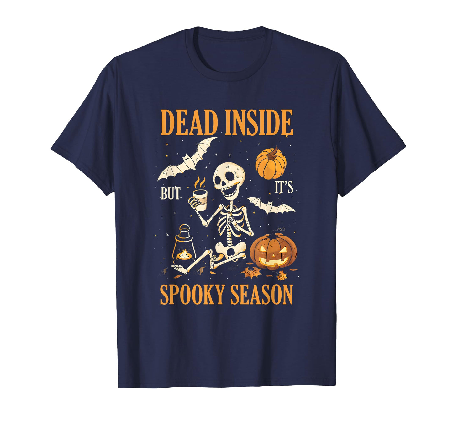 Dead-Inside But Its Spooky Season Spooky Skeleton Bats T-Shirt