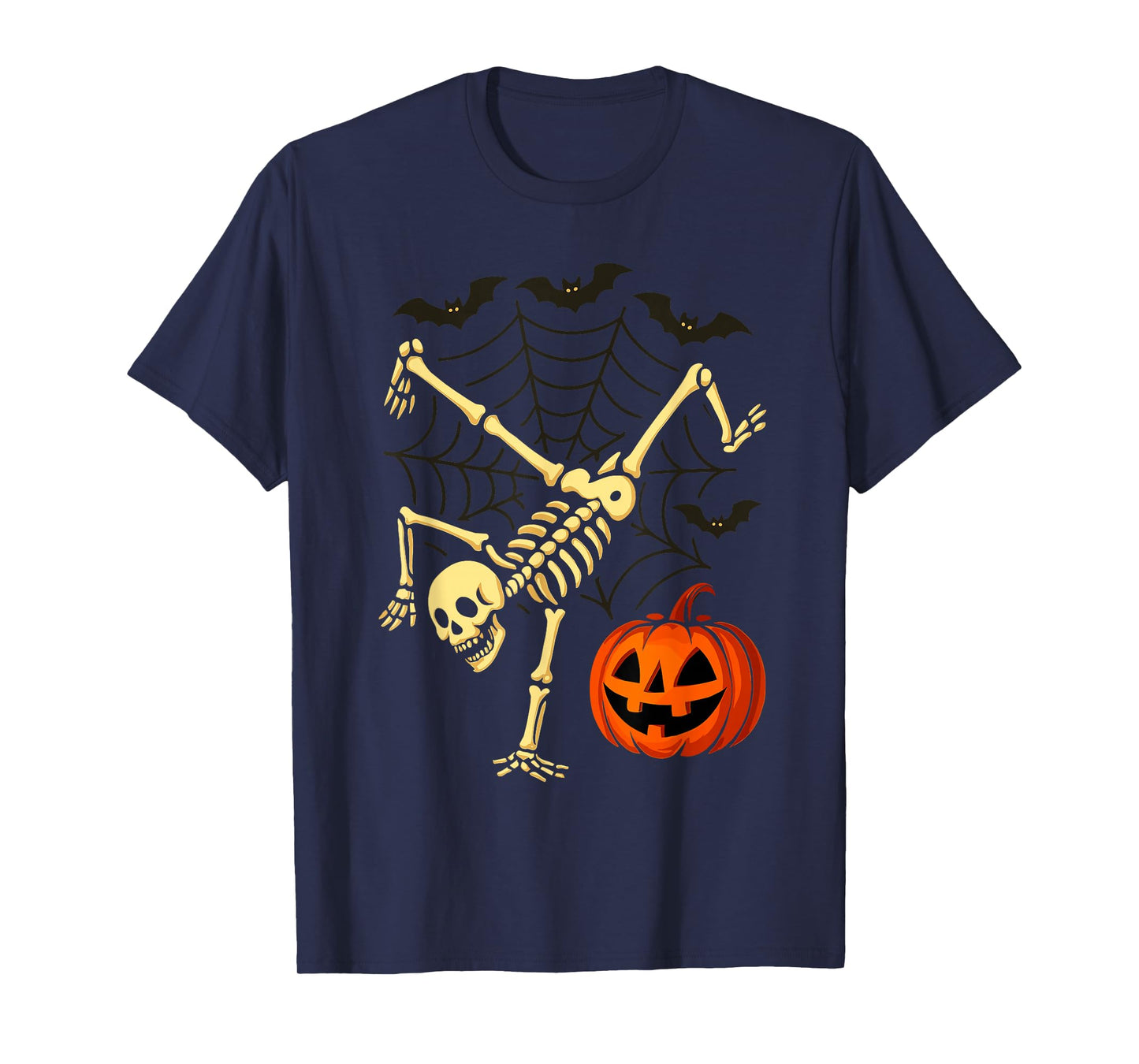 Skeleton Gymnastics Funny Halloween Costume Gymnast Pumpkin T-Shirt