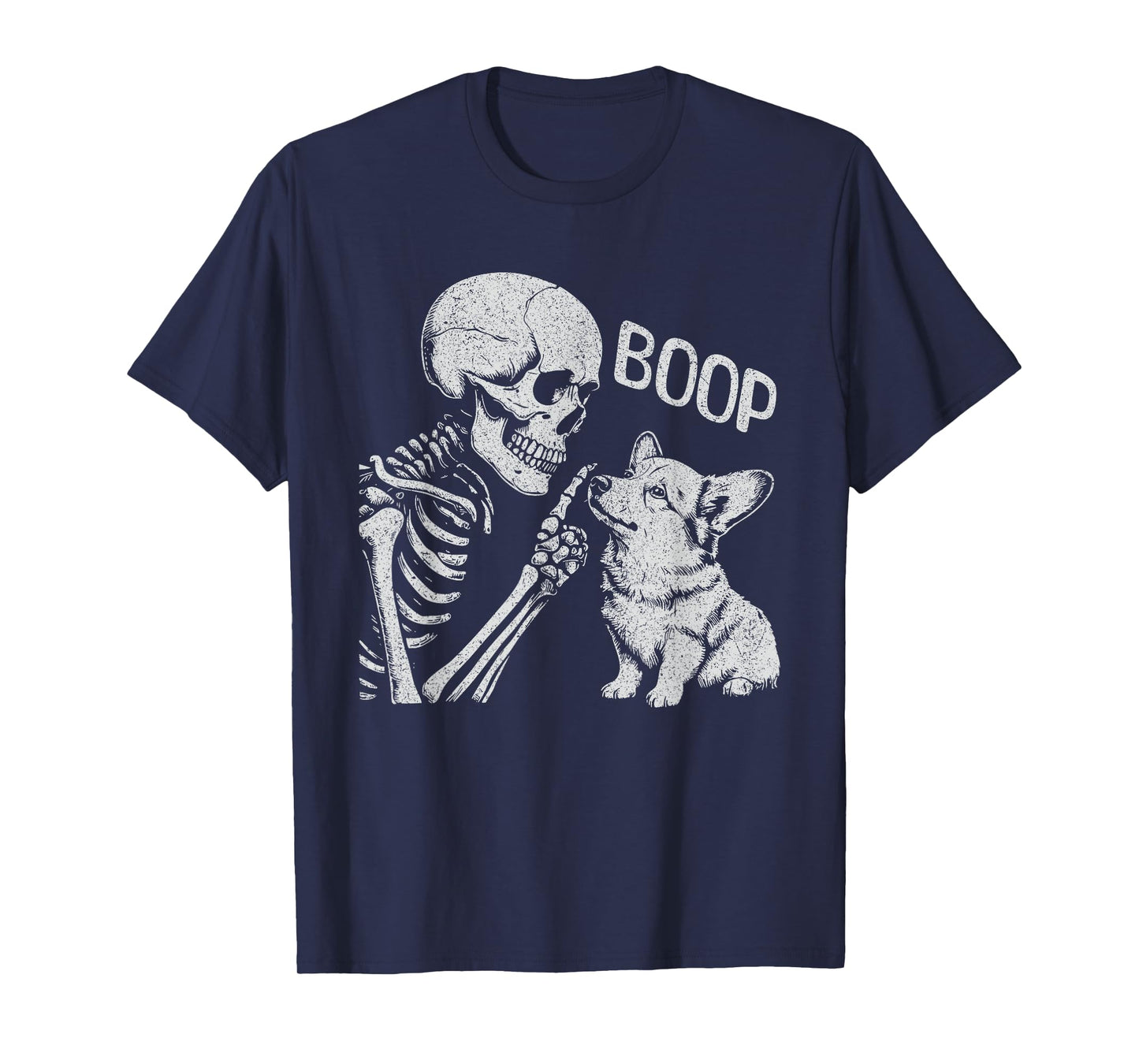 Funny Skeleton Hand Goth Boop Corgi Dog Nose Halloween T-Shirt