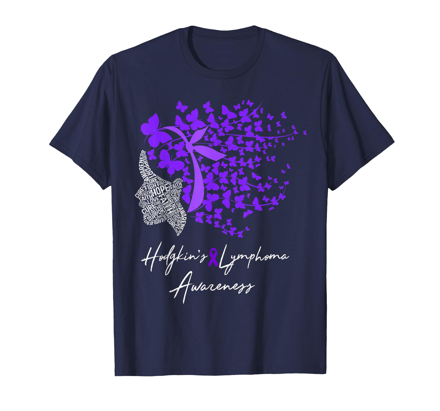 Hodgkin's Lymphoma Awareness Gifts Purple Butterflies TShirt T-Shirt