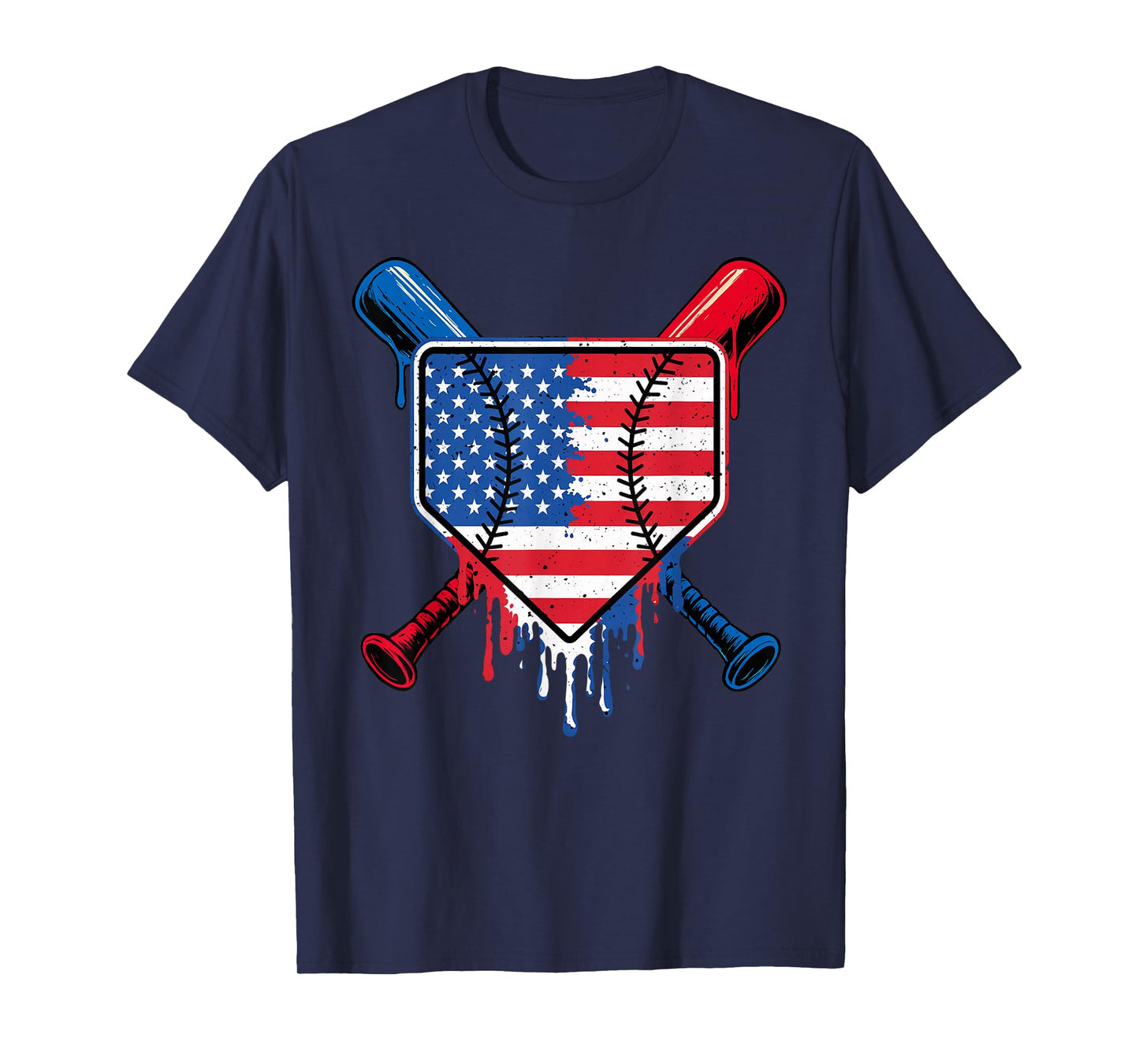 Baseball Drip Boys Ice Cream Patriotic American Flag T-Shirt