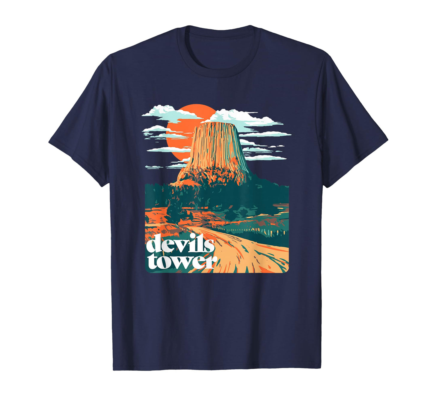 Retro Devils Tower Monument Vintage Design Graphic T-Shirt
