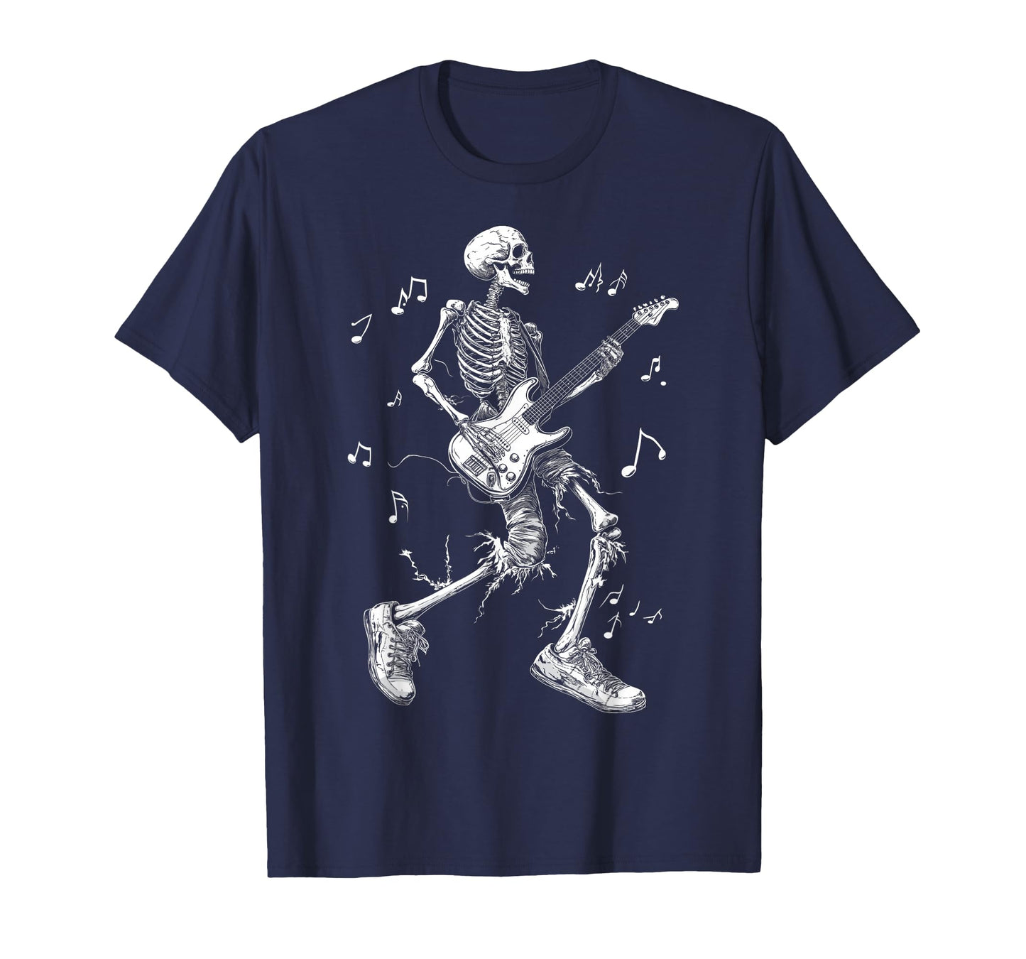 Skeleton Electric Guitar Player Music Rock Band T-Shirt