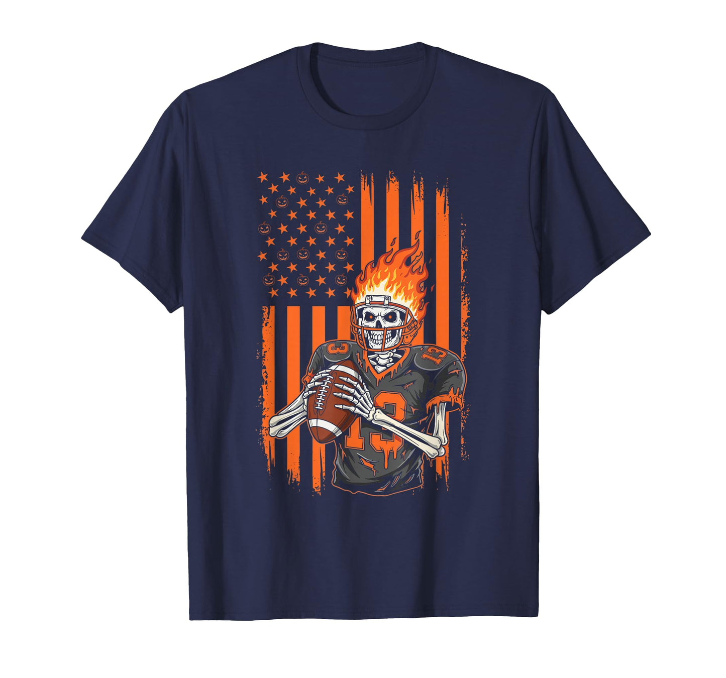 Skeleton Football Player Spooky Halloween Sports Outfit T-Shirt