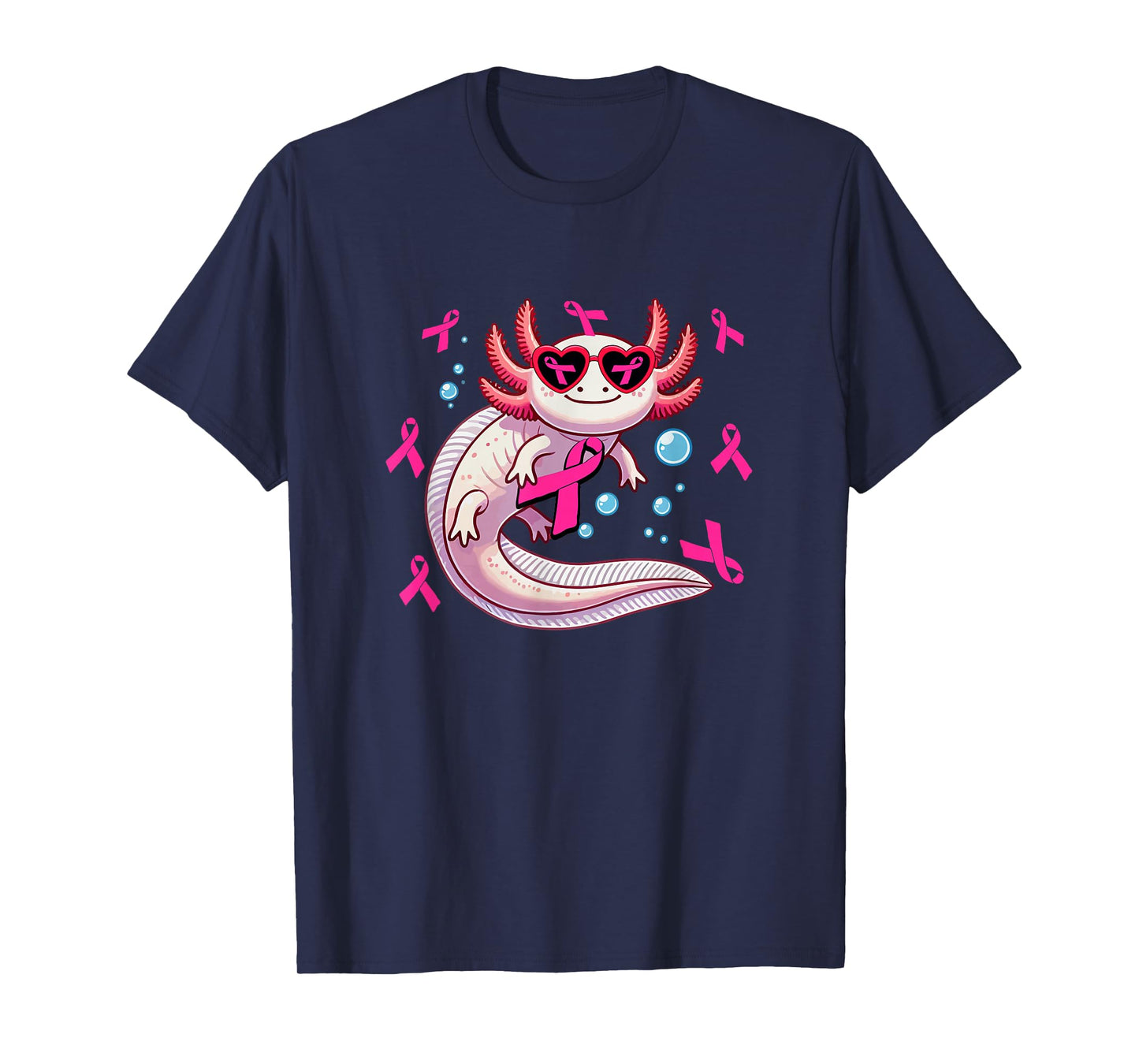 Axolotl Breast Cancer Awareness Pink Ribbons Women Lover T-Shirt