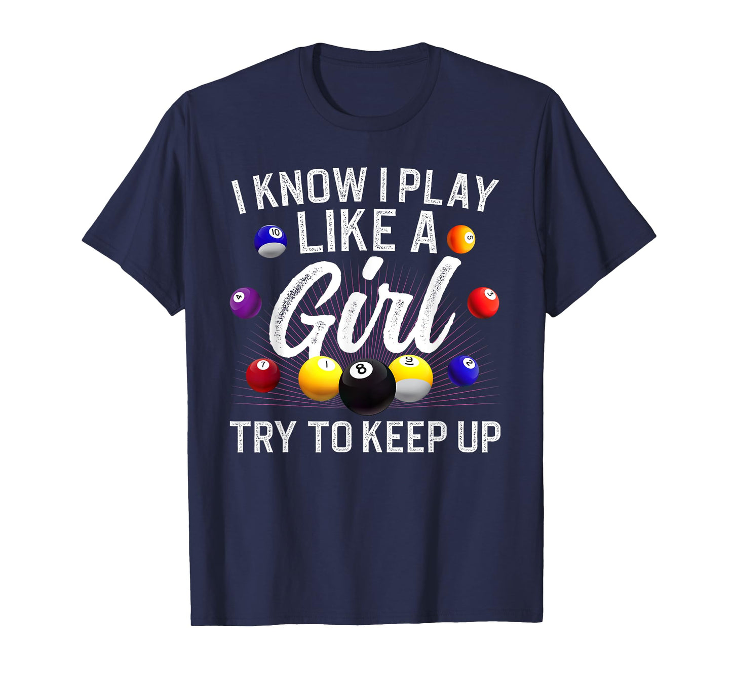 Funny Billiards Design For Women Girls Pool Billiard Player T-Shirt
