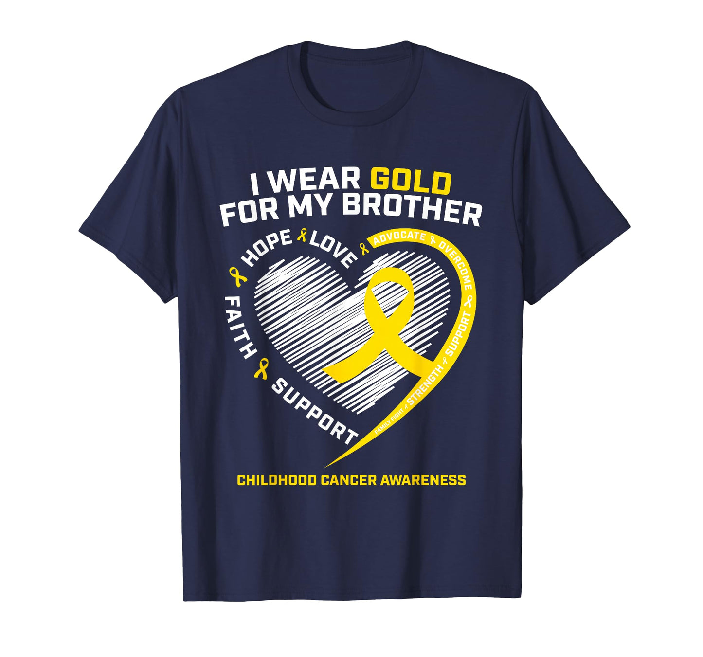 Kids I Wear Gold For My Brother Childhood Cancer Awareness T-Shirt