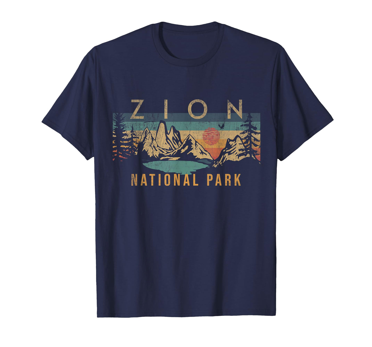 Zion National Park Utah USA Outdoor Vintage T-Shirt, Unisex-Adults, Unisex-Kids, Grey, Short Sleeve, Small, Classic Fit, Cotton Blend, National Park T-Shirt