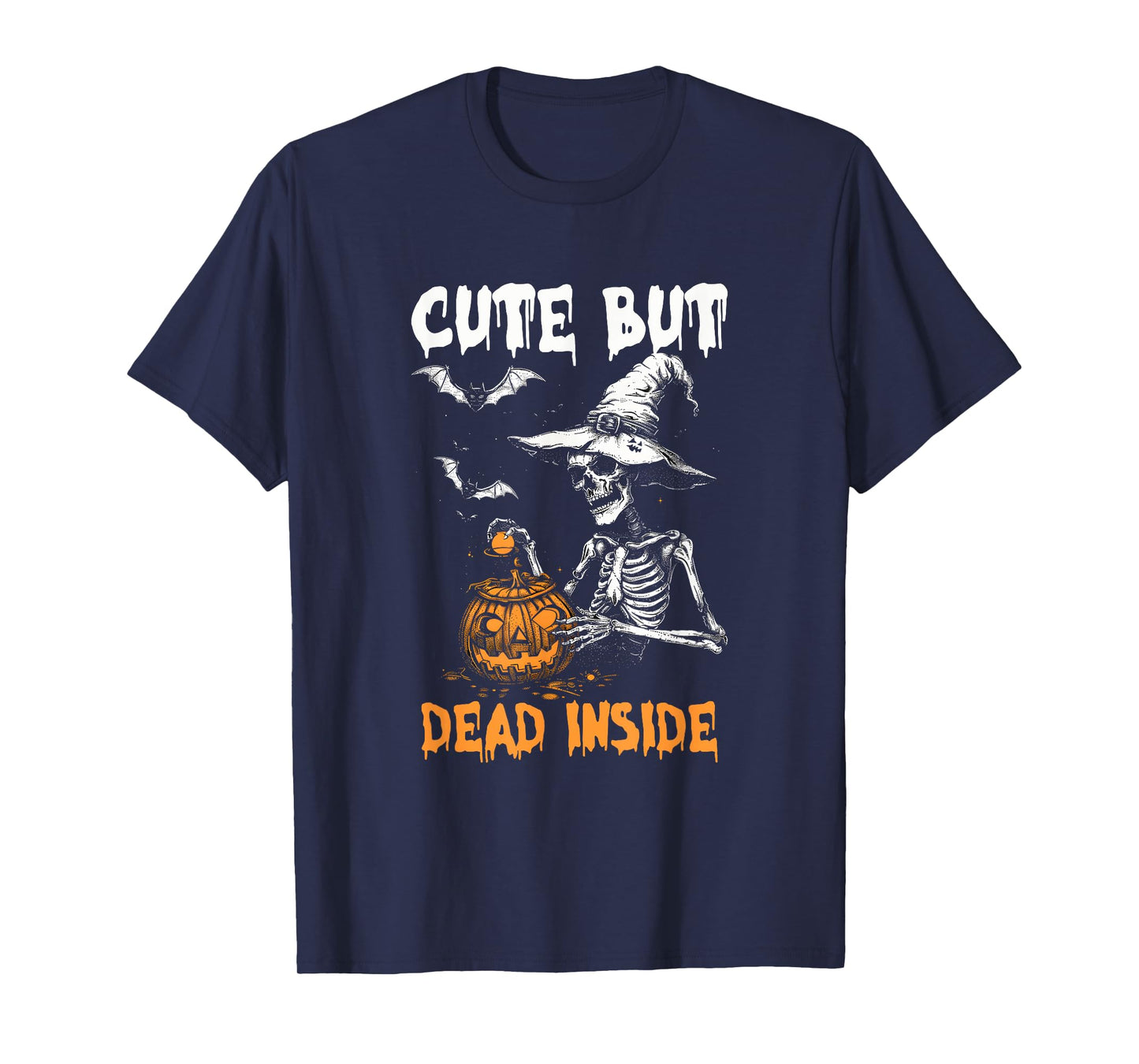 Cute But Dead-Inside Spooky Skeleton Halloween Design Bats T-Shirt