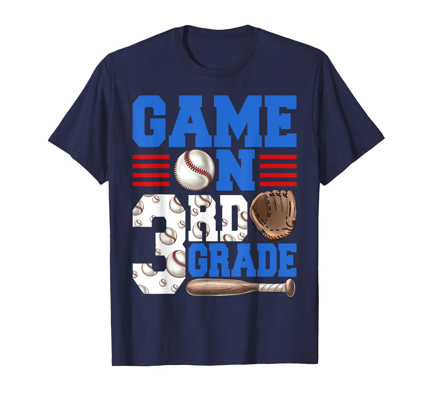 Game On 3rd Grade With Baseball Player First Day Of School T-Shirt