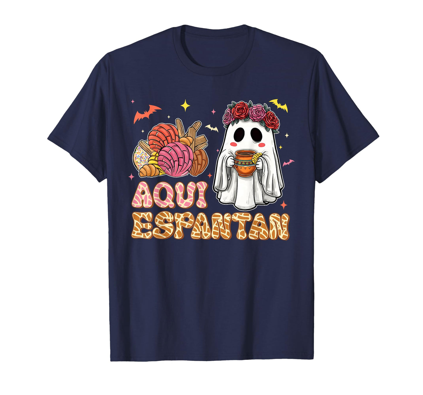 Aqui Espantan Spooky Conchas Espooky Mexican Ghost Halloween T-Shirt
