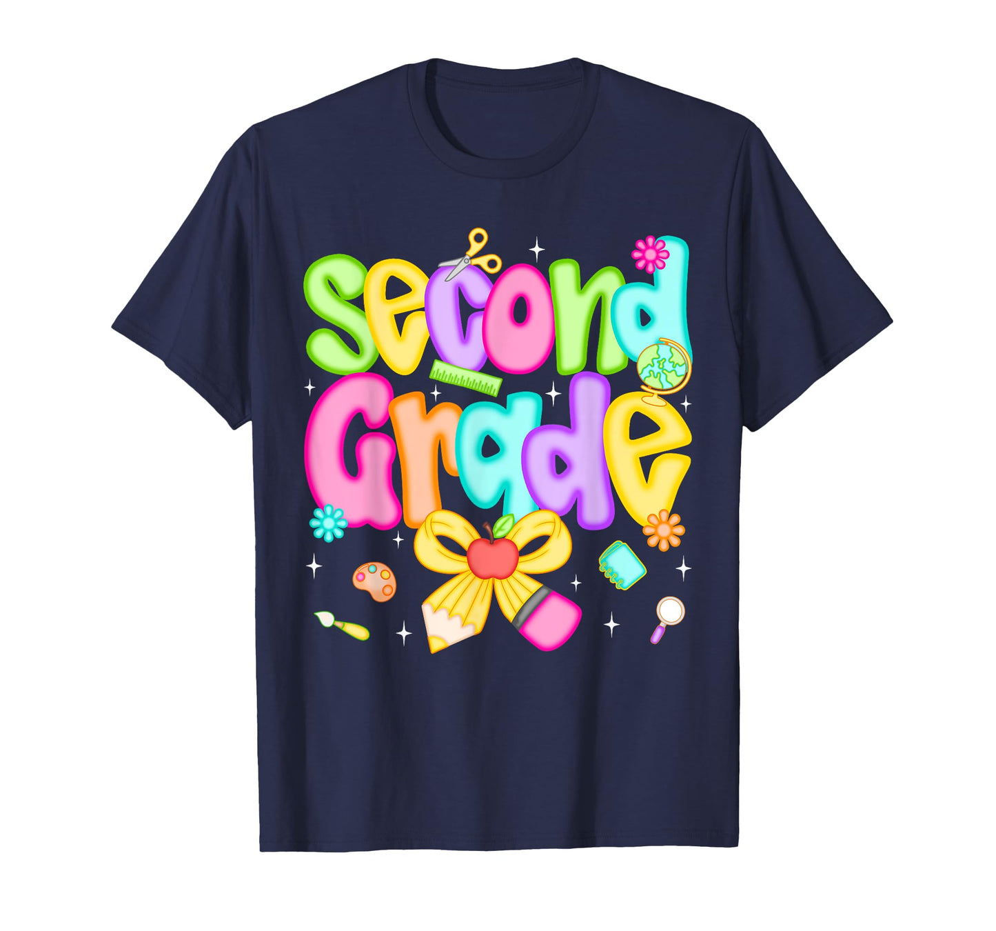 Preppy Second Grade Back To School 2nd Grade Teacher Girls T-Shirt