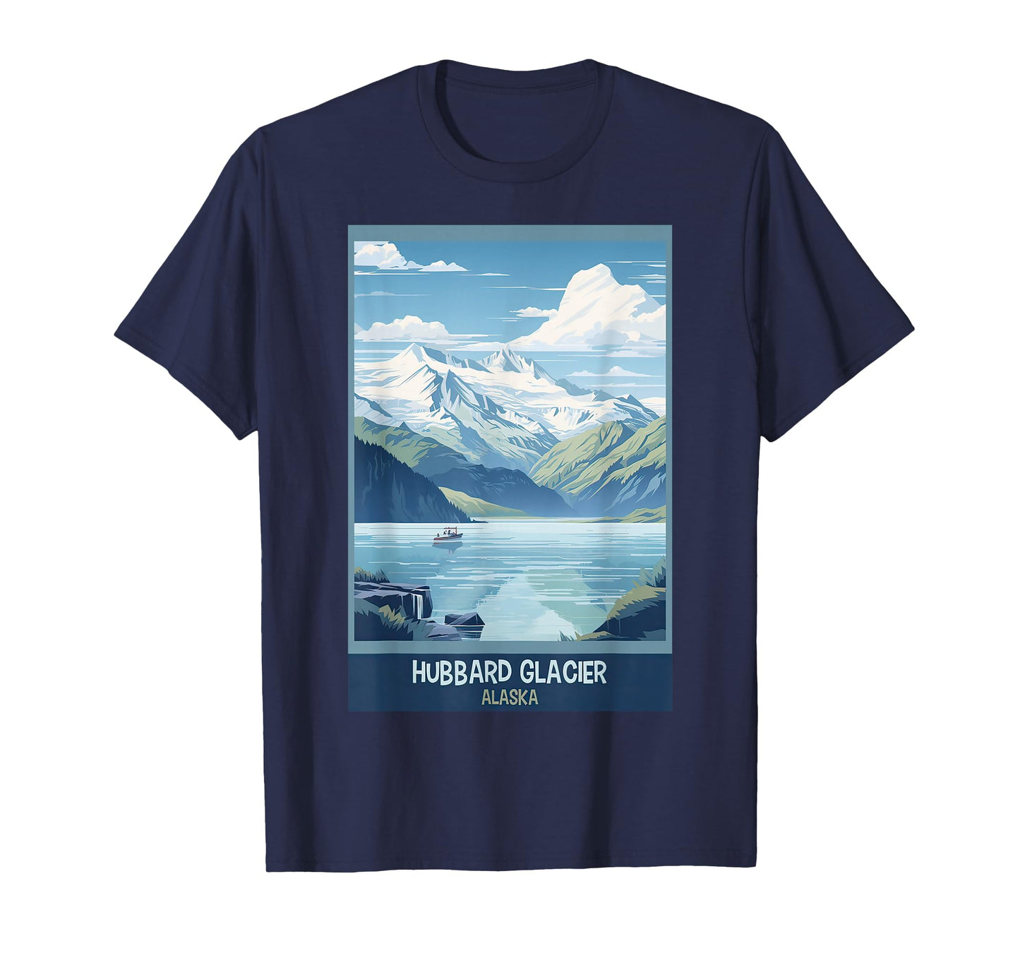 Hubbard Glacier, Alaska Retro Travel Poster Graphic T-Shirt