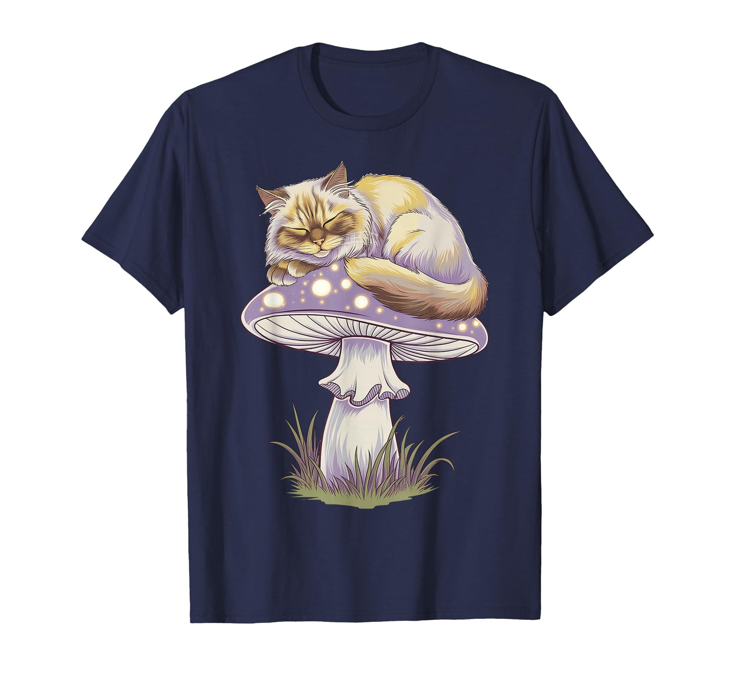 Magical Himalayan Cat on Glowing Mushroom T-Shirt