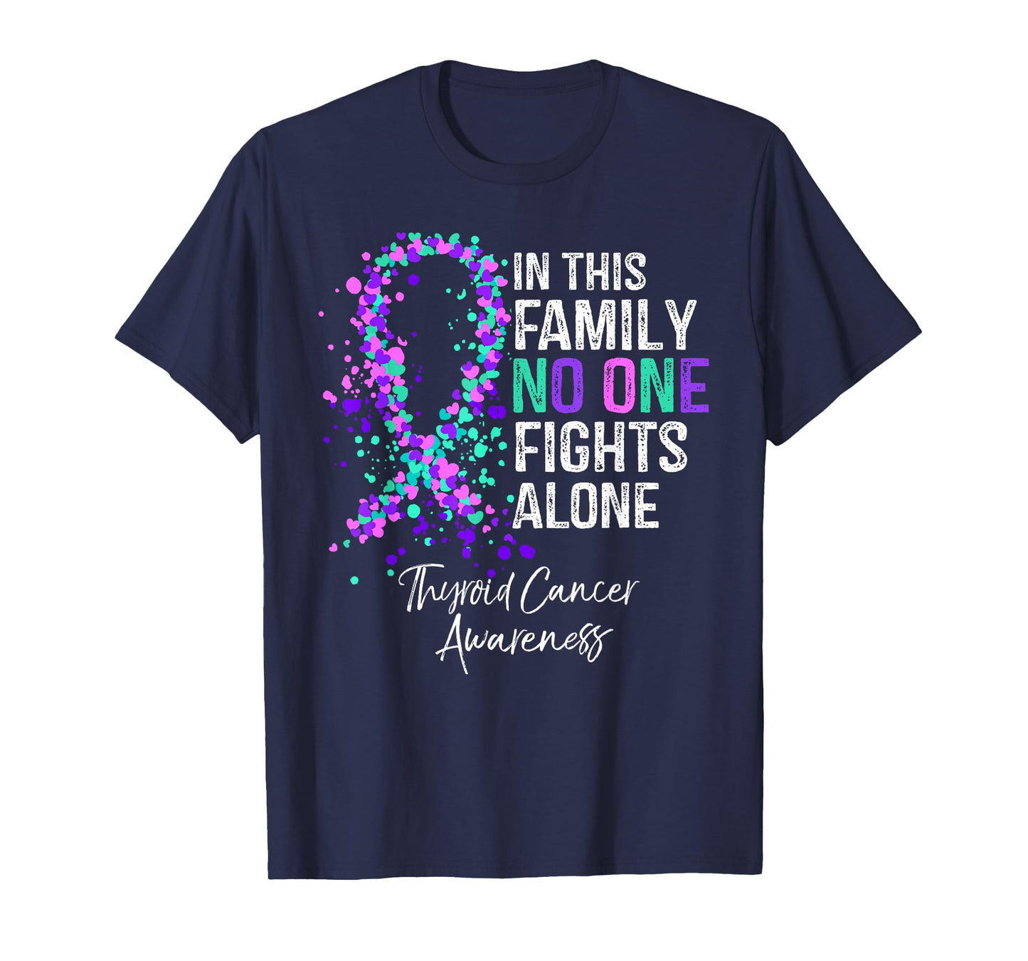 In This Family No One Fights Alone Shirt Thyroid Cancer T-Shirt