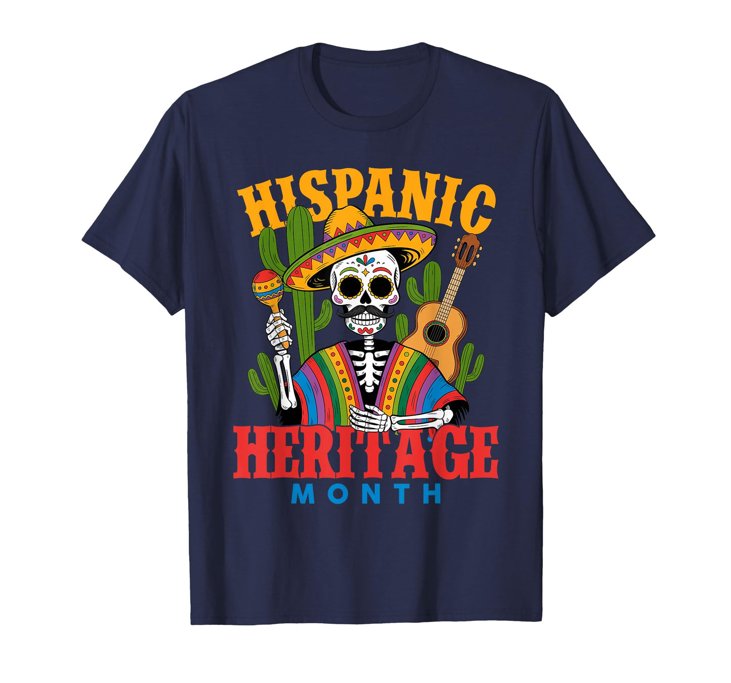Sugar Skull Skeleton Hispanish Heritage Mexican Culture T-Shirt