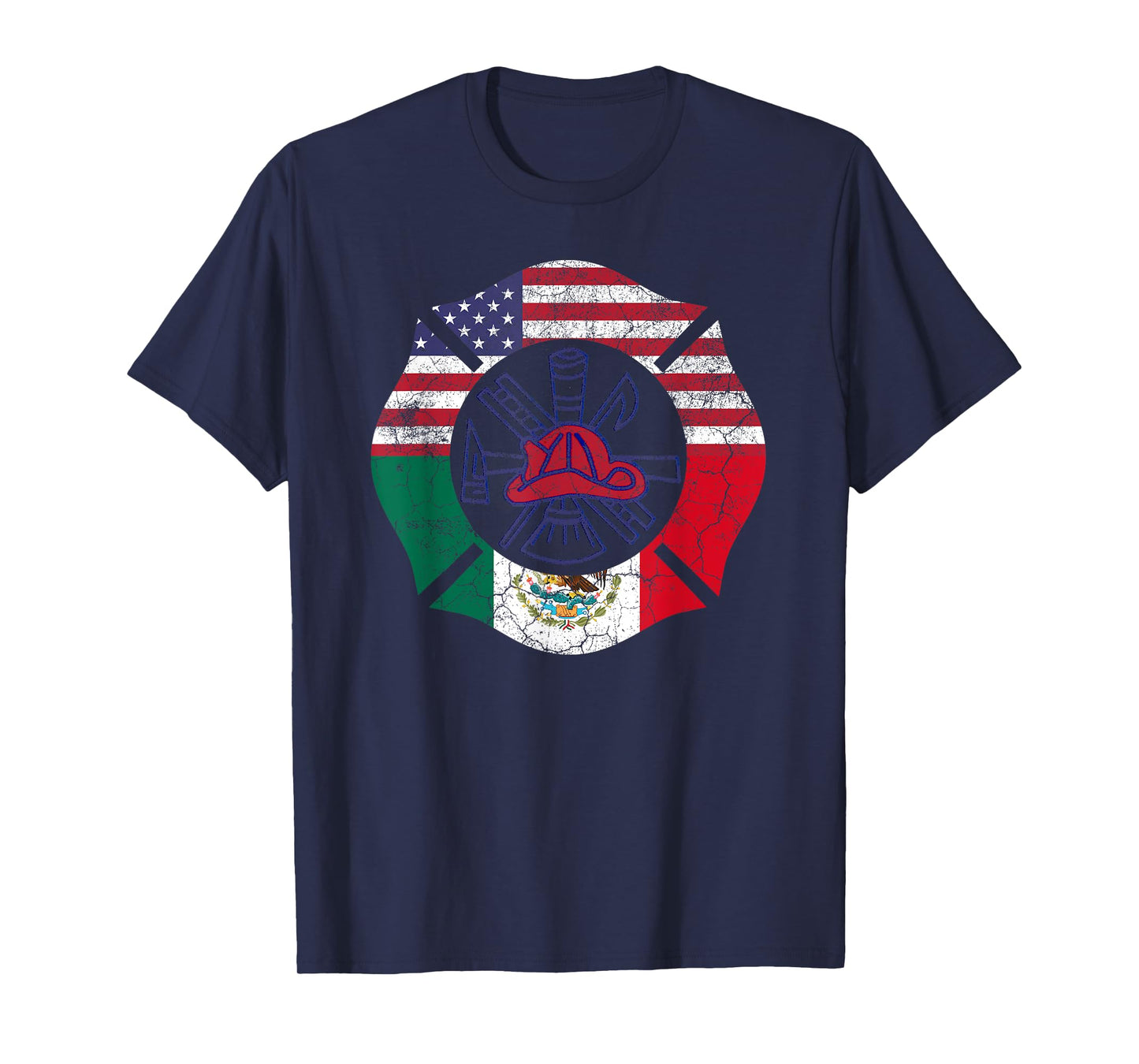 Cinco De Mayo Shirt Firefighter Mexican American Flag Gift Women Men T-Shirt